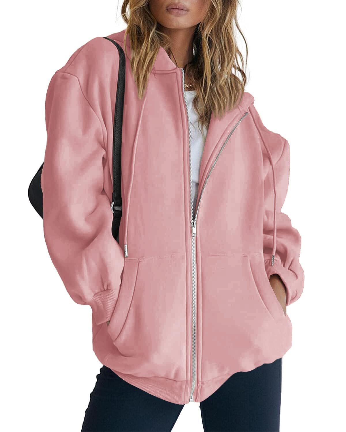 Women's Fall Zip Up Hoodies Sweatshirts Pink