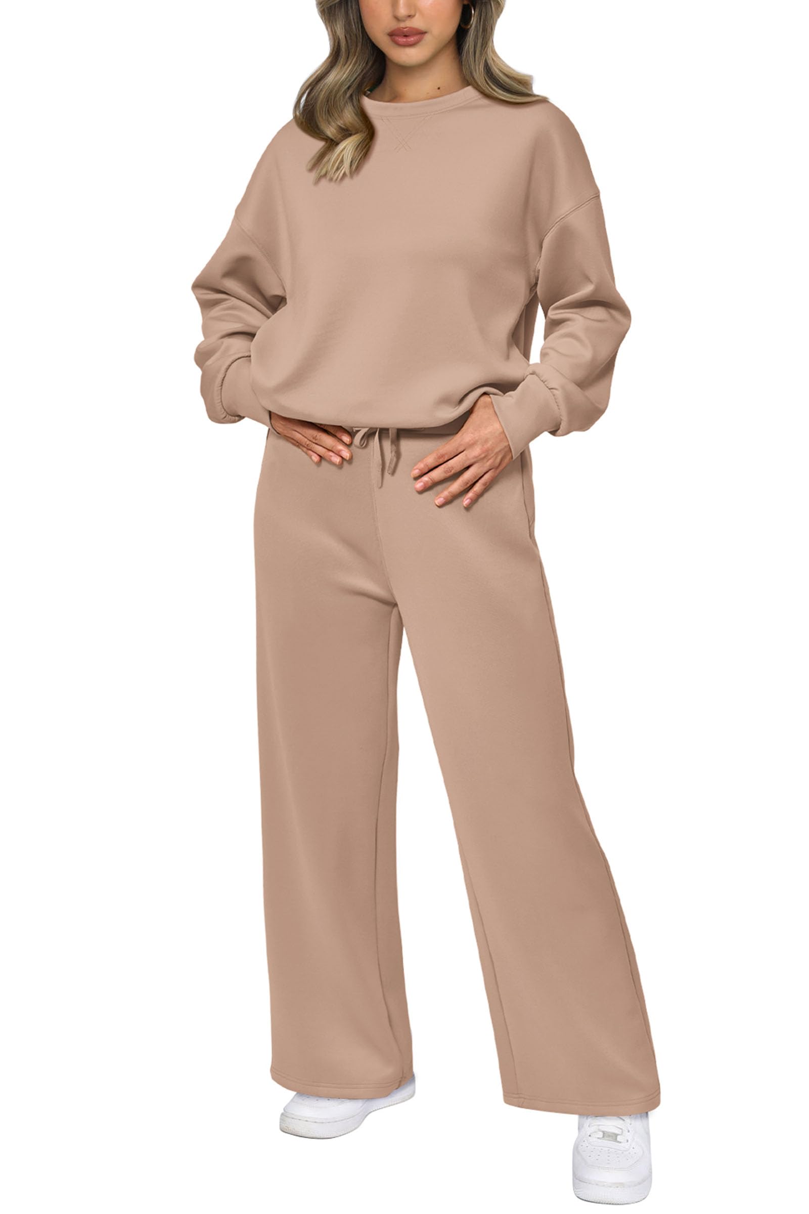 Women's 2 Piece Outfits Sweatsuits Lounge Sets,Khaki,S