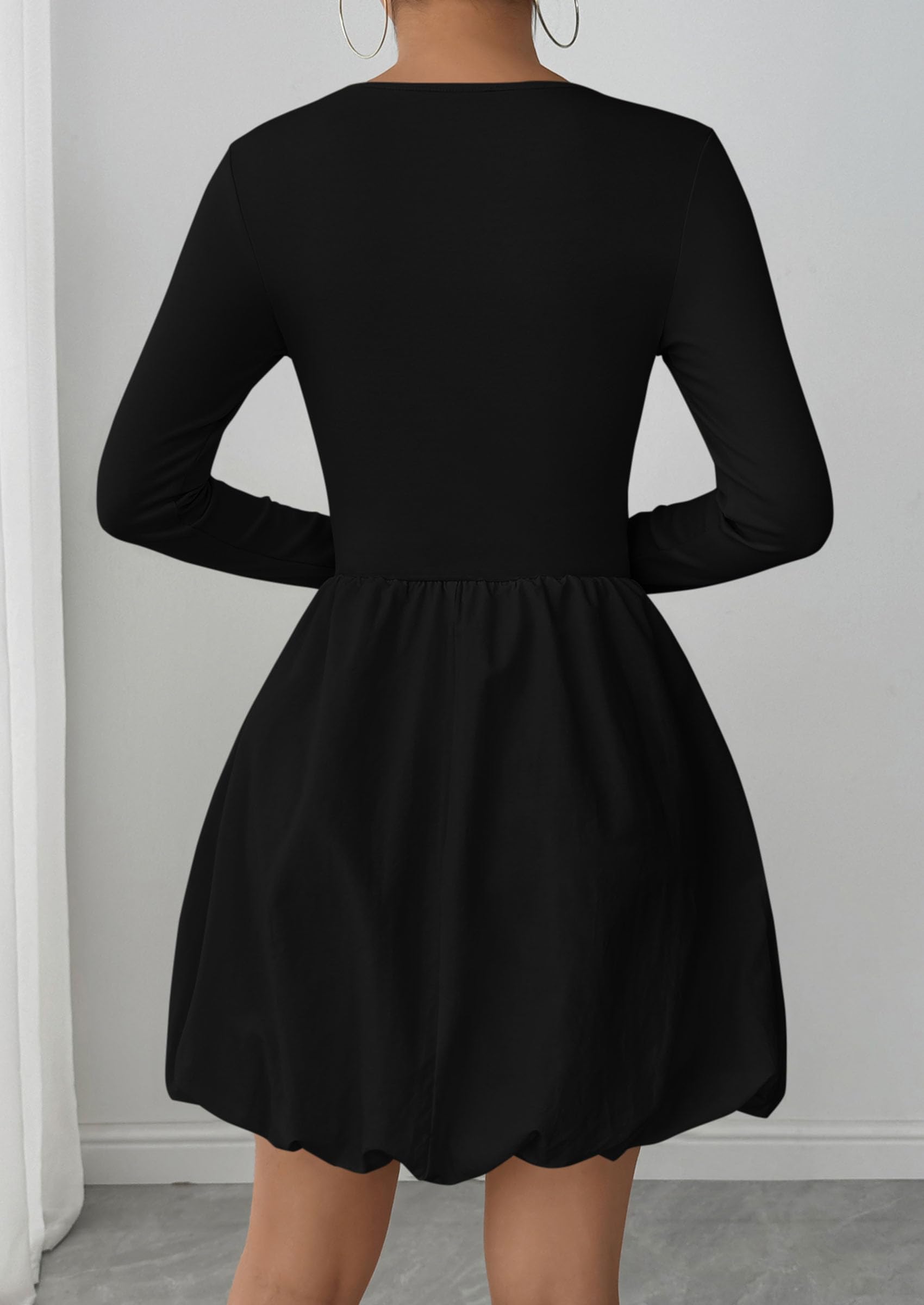 Fall Dresses for Women 2026 Bubble Mini Dress,Black,S