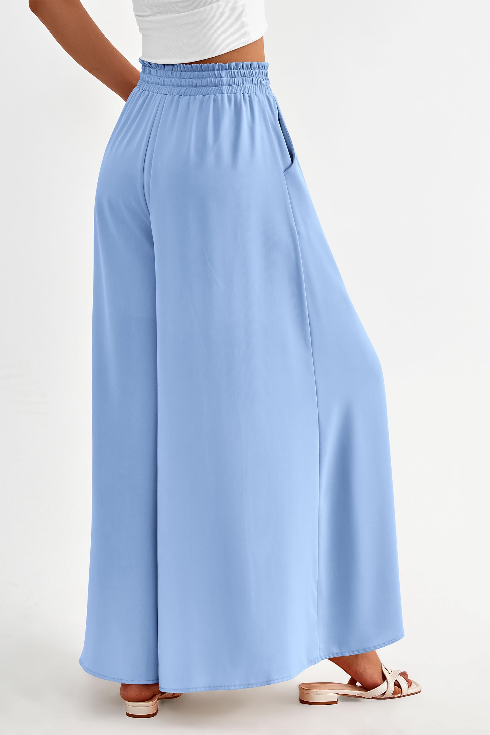 Summer Wide Leg Palazzo Pants for Women Casual,Blue,S
