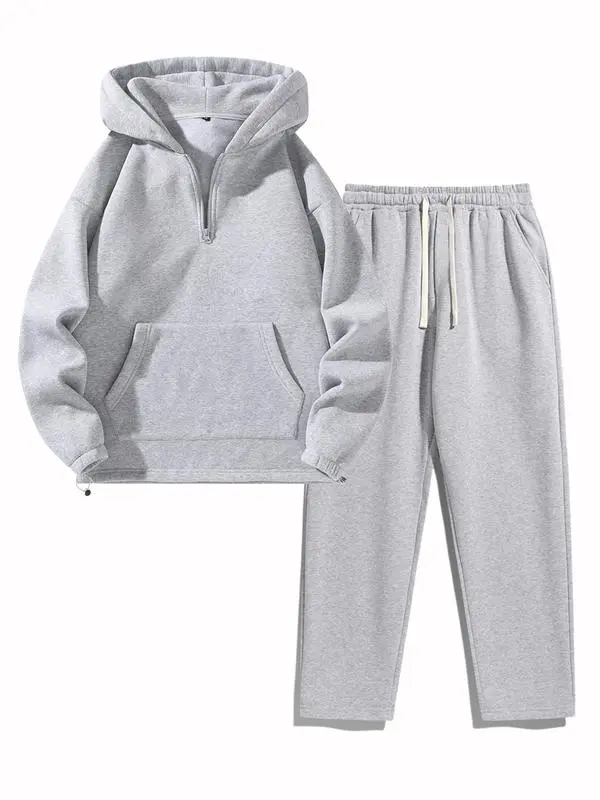 Men's Plain Two-piece Sweatsuit Set