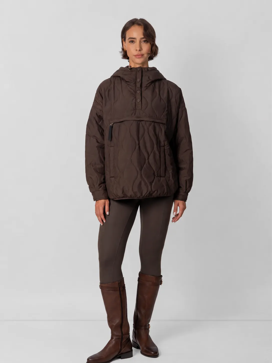Kangaroo Pocket Packable Quilted Puffer Hoodie