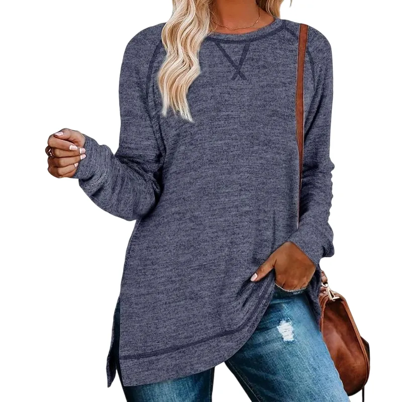 Women's belted top, long-sleeved shirt