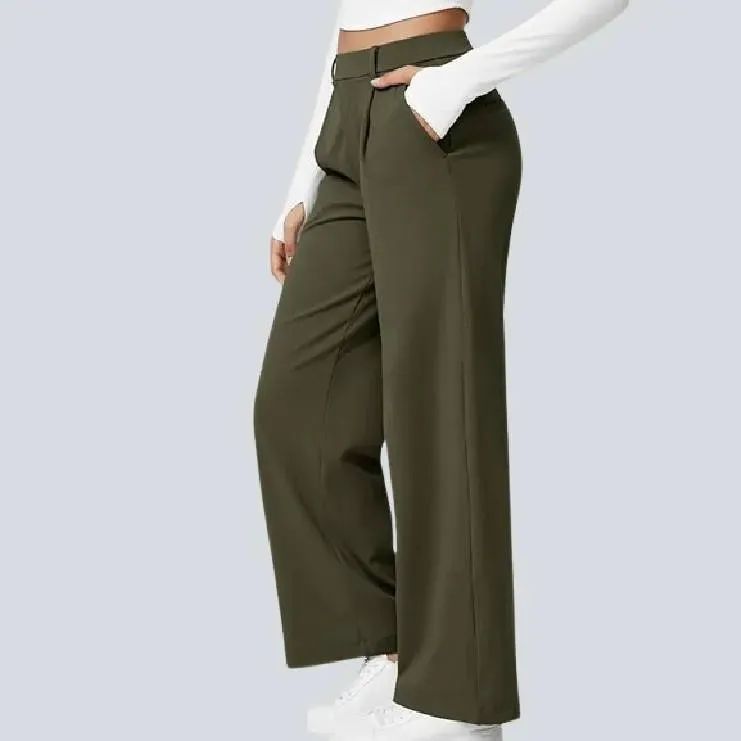 ⏰Big Spring Sale!High Waisted Side Pocket Straight Leg Work Pants
