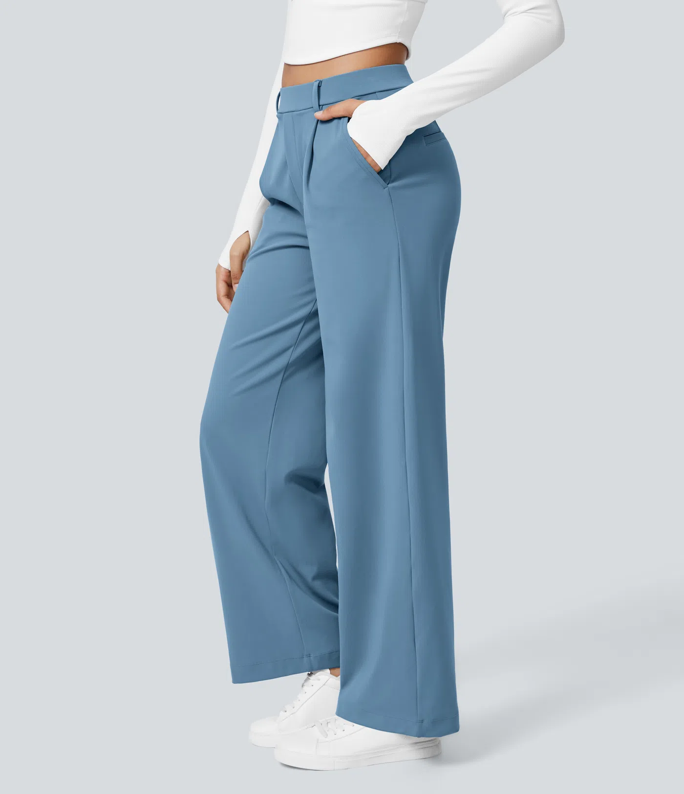 ⏰Big Spring Sale!High Waisted Side Pocket Straight Leg Work Pants
