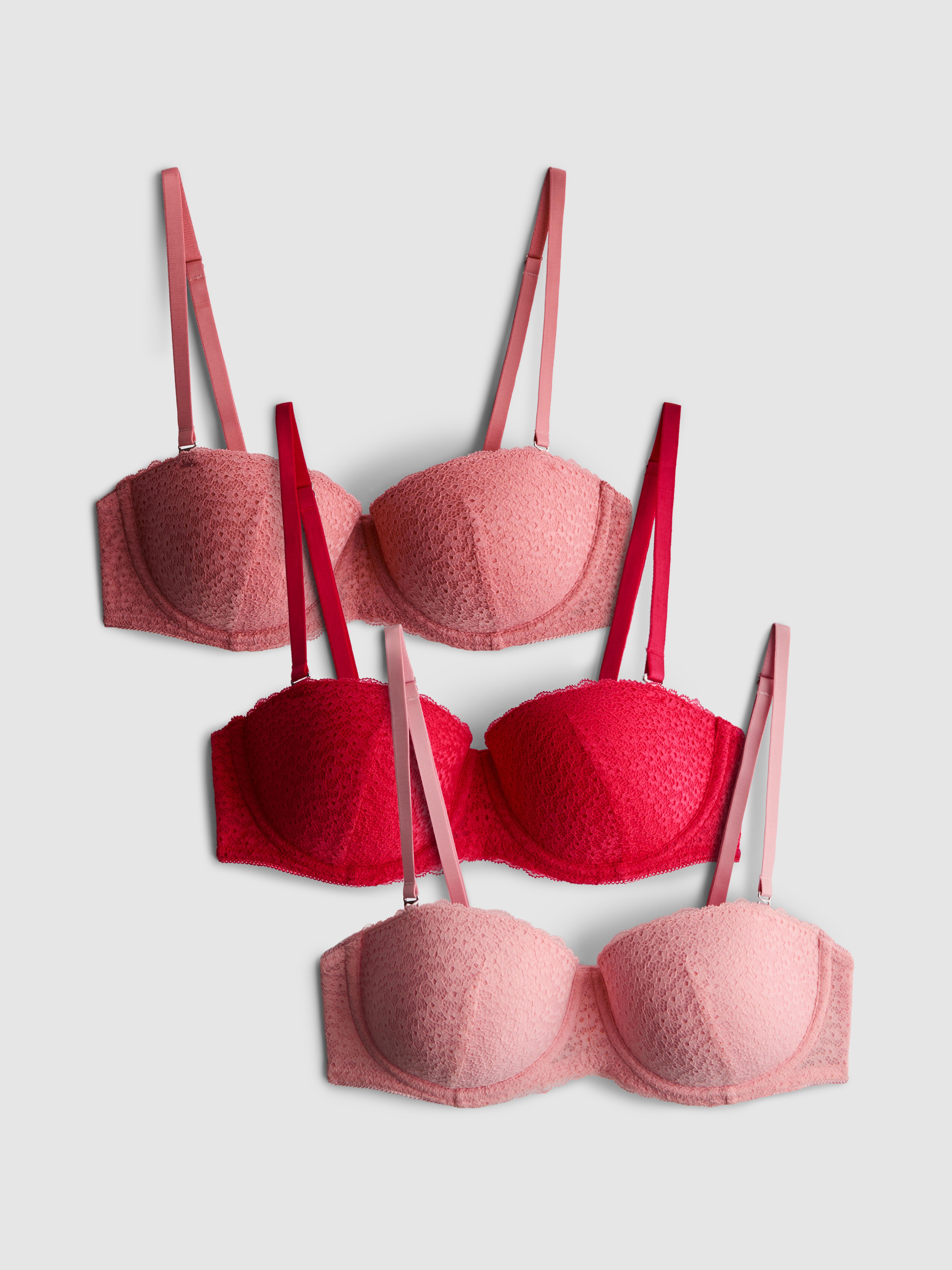 3pk A-E Lace Balcony Bras