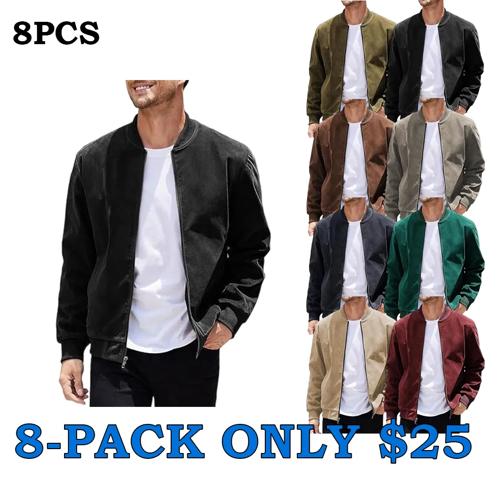 Men’s Classic Thin Casual Jacket: Stretchy Faux Suede (Lightweight, Retro, Soft)