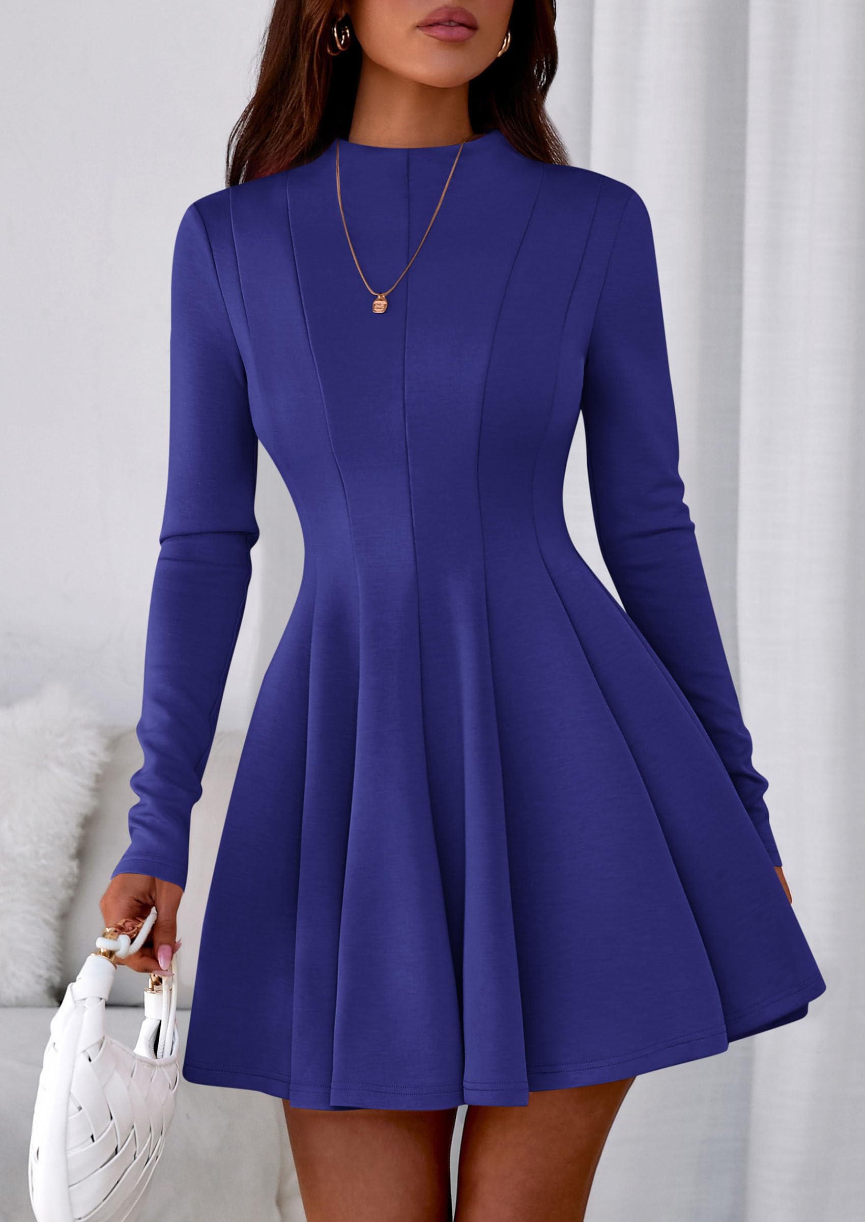 Fall Dresses for Women Long Sleeve Flowy Mini Homecoming Dress