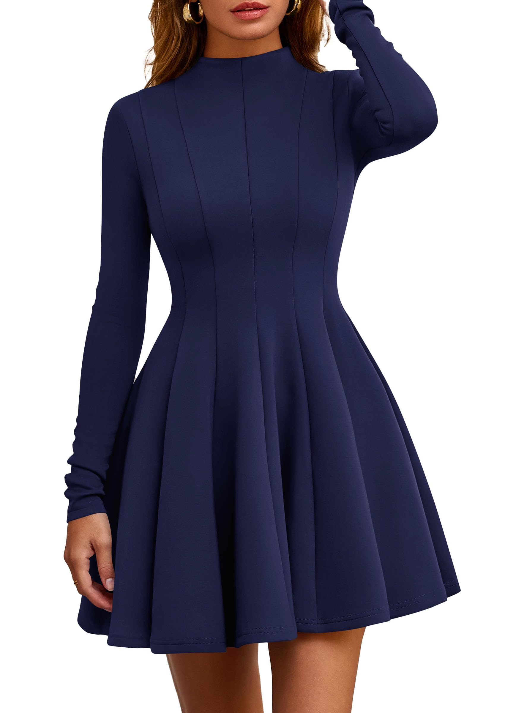 Fall Dresses for Women Long Sleeve Flowy Mini Homecoming Dress
