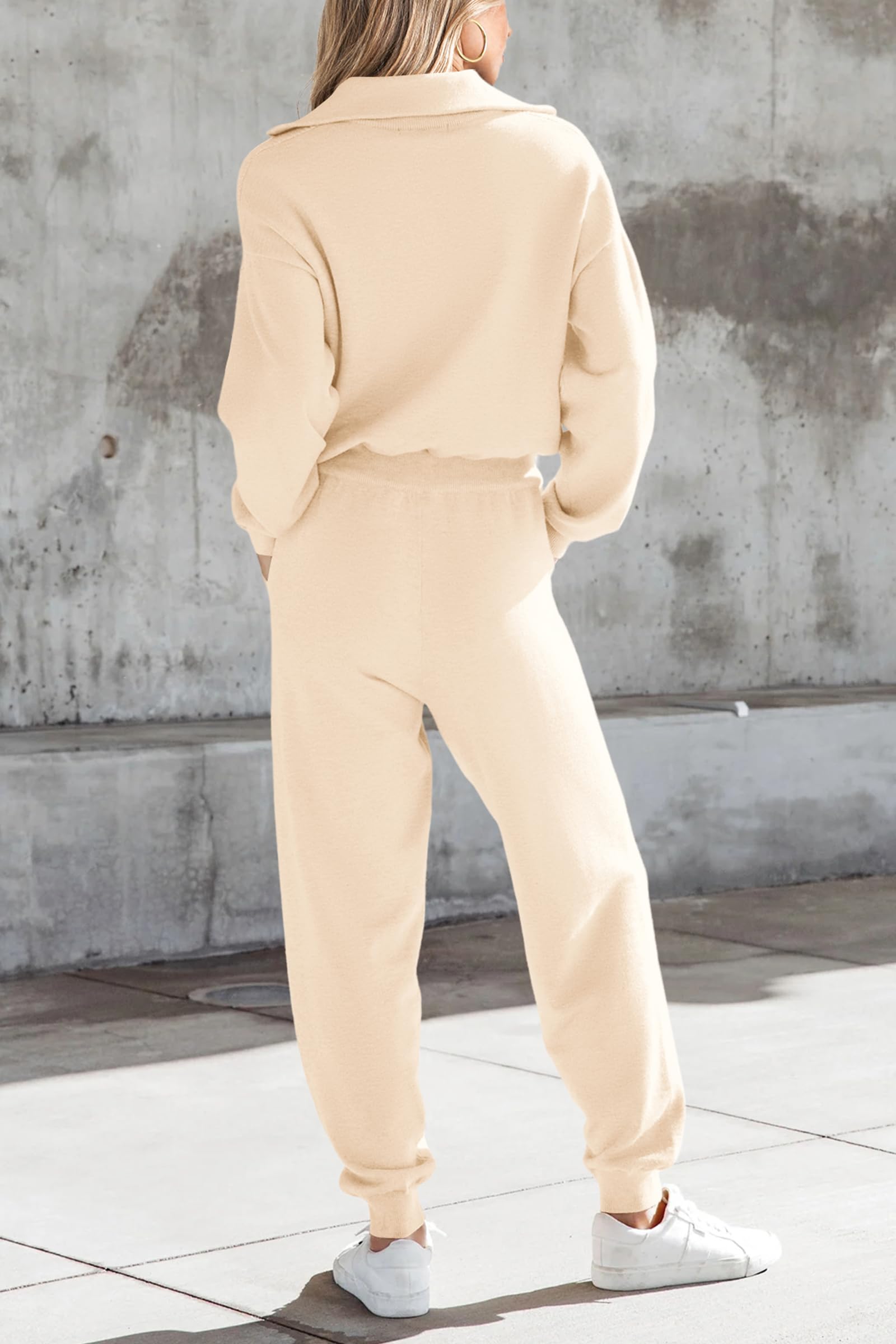 Women's 2 Piece Sweatsuits Set Fall Outfits(Beige,S)