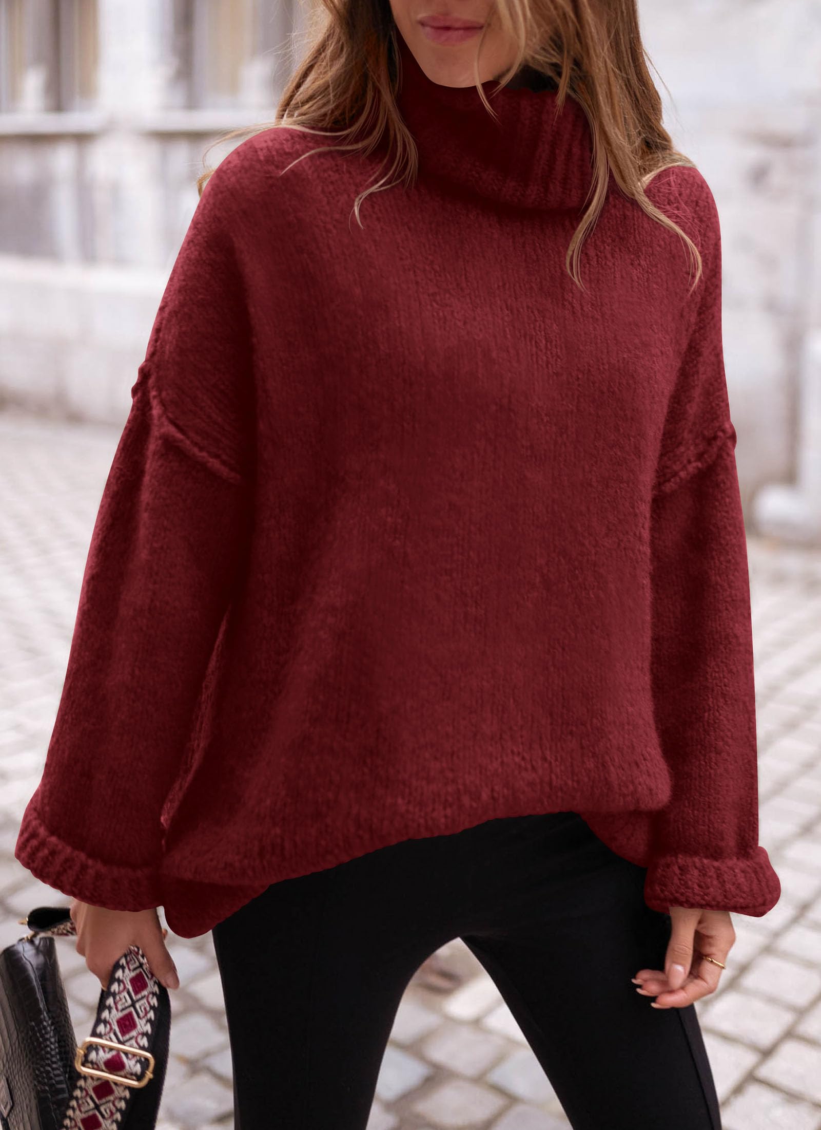 Women's Cozy Chunky Knit Oversized Fall Turtleneck Sweaters
