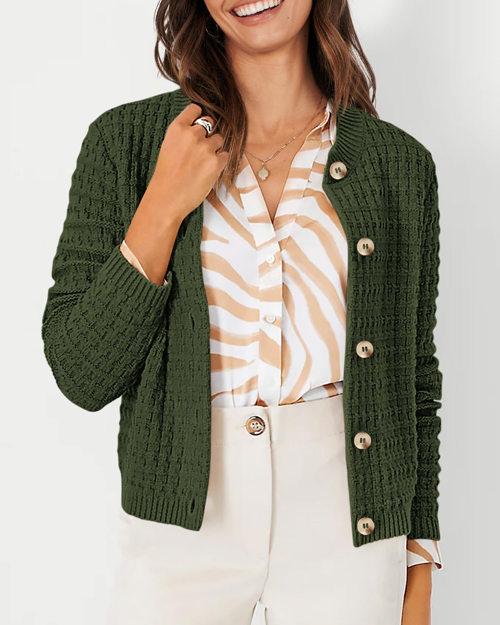 Women's Fall Lightweight Cardigan Sweaters Army Green