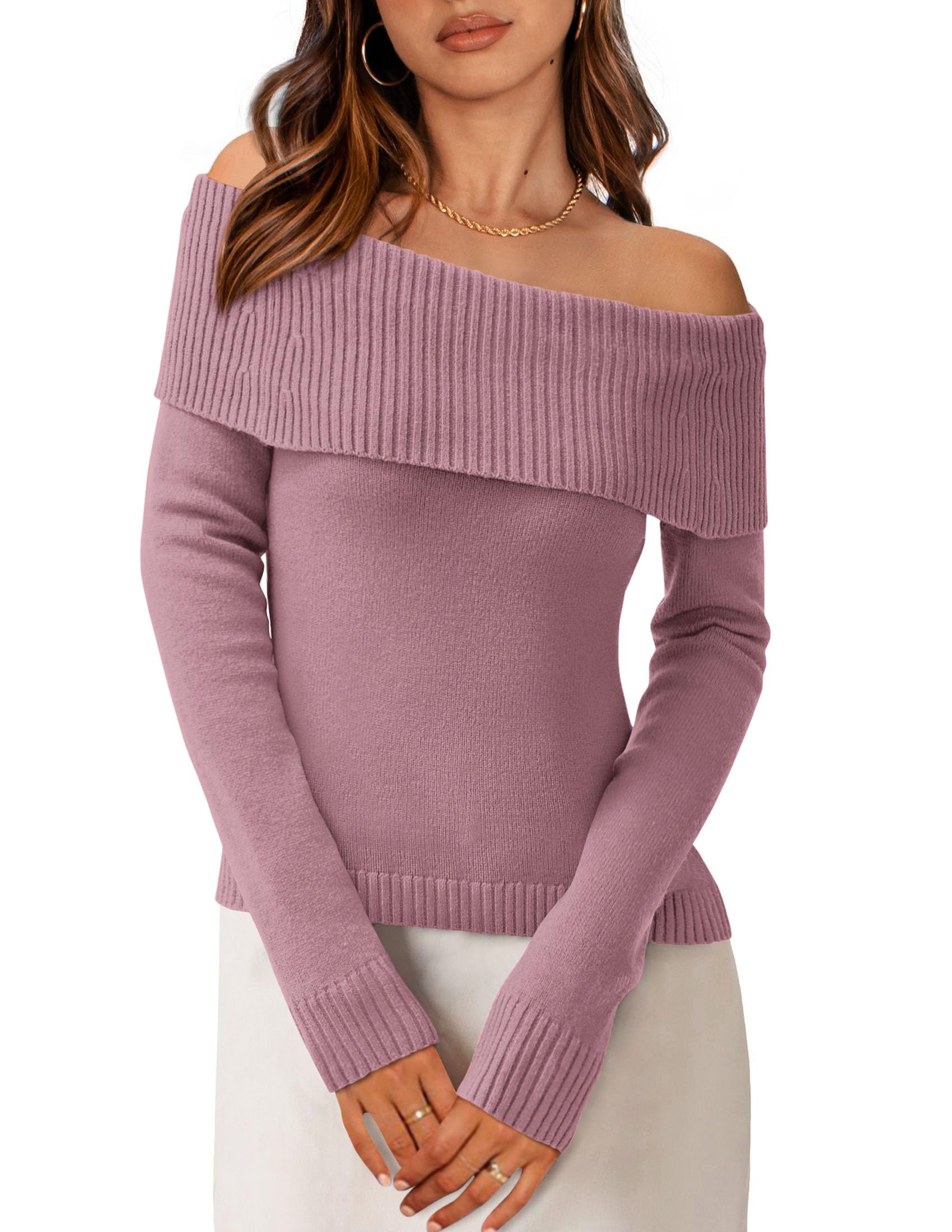 Off the Shoulder Sweater Women Trendy Fall Date Night Tops