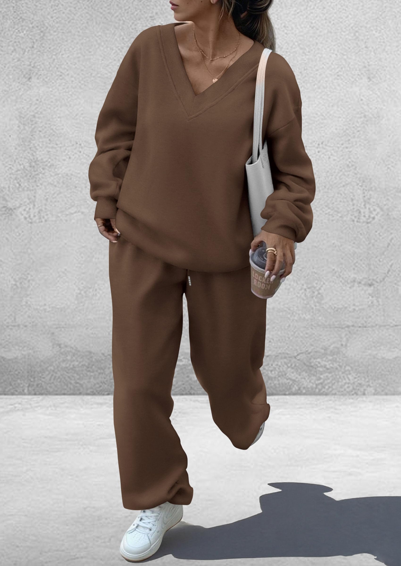 Womens 2 Piece Outfits Fall Sweatsuits,Coffee,S