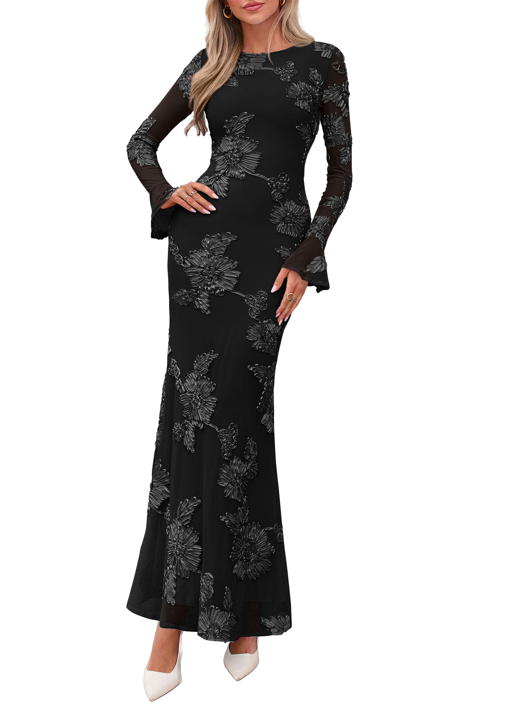 Women's Formal Floral Maxi Bodycon Wedding Guest Dresses 2026