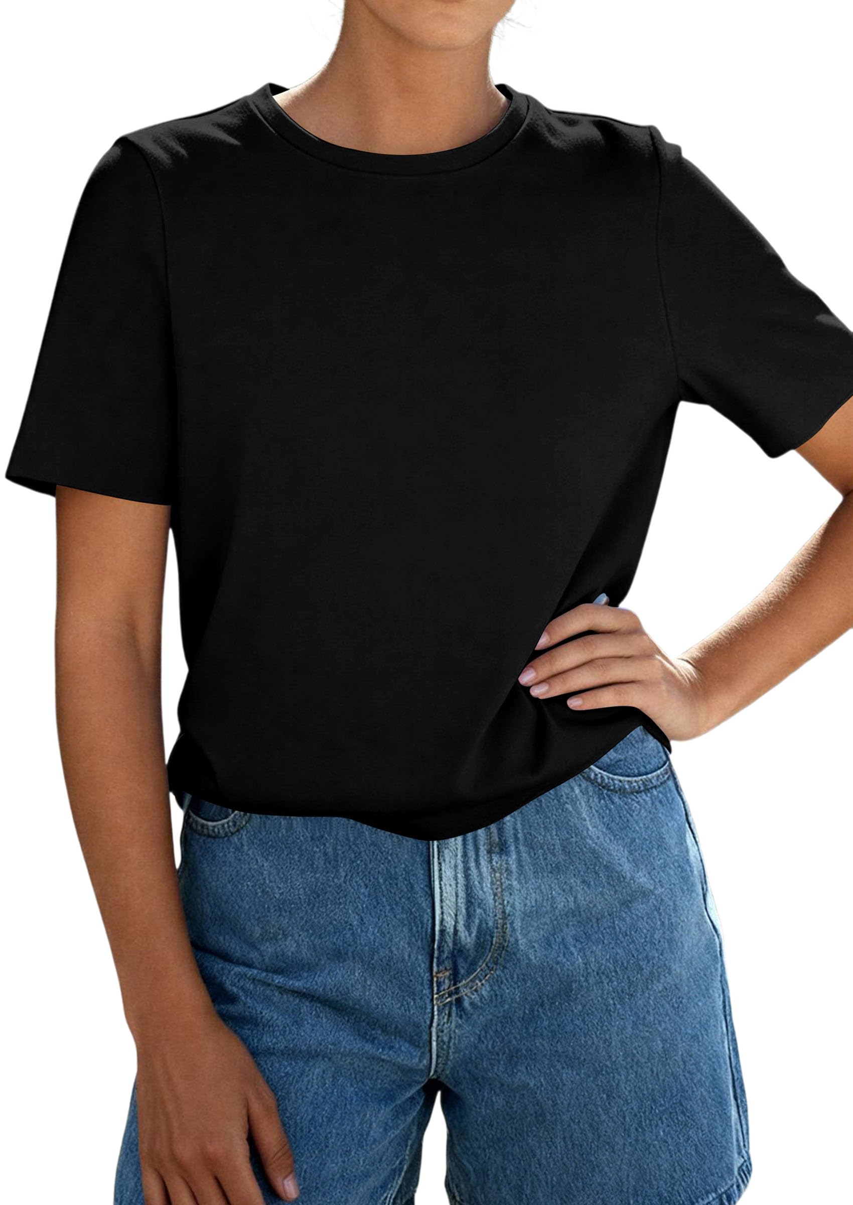 Women's Short Sleeve Cotton Tops Summer Casual T-Shirt 2026