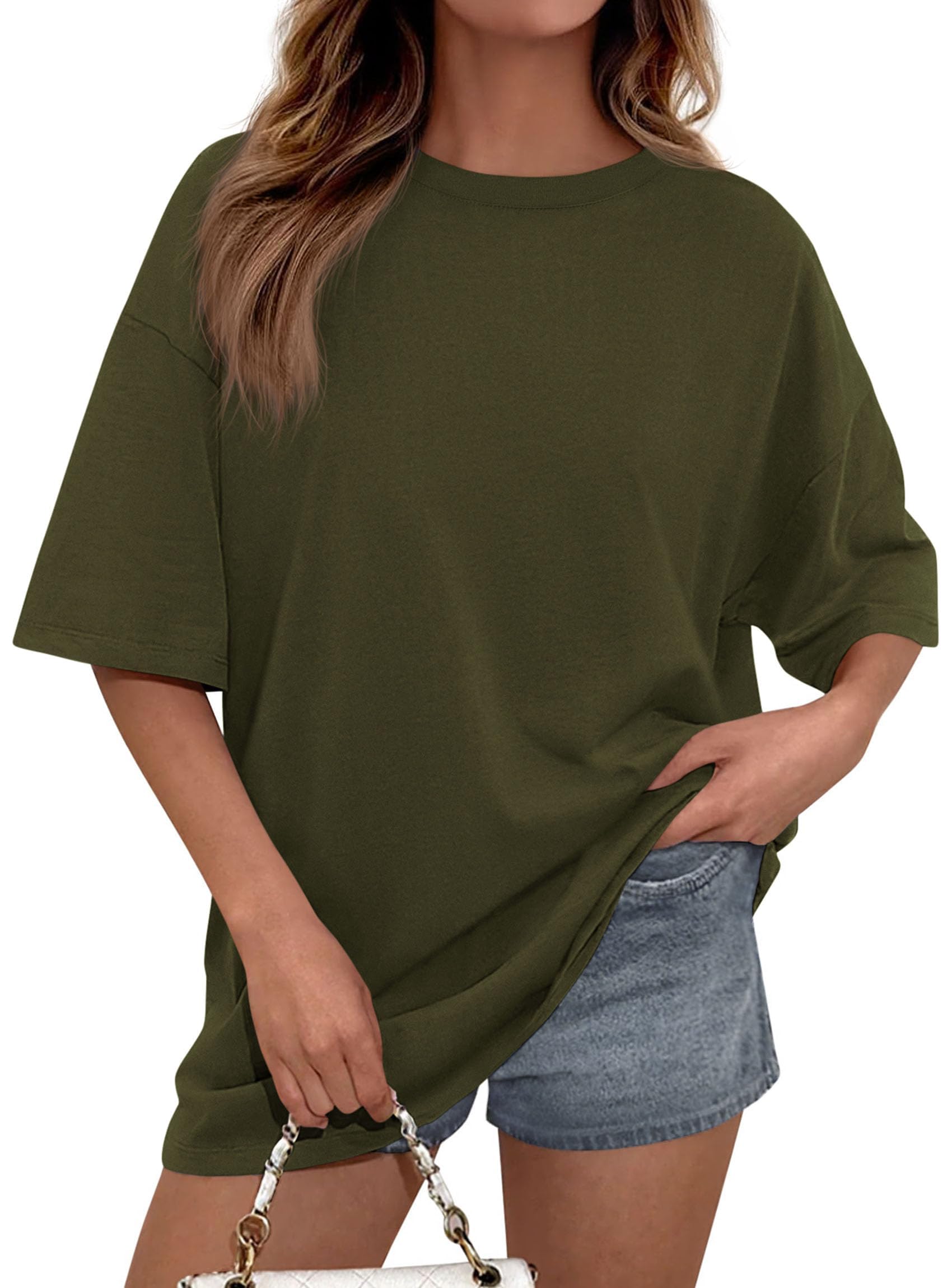 Women's Oversized Tshirts Going Out Tops (Army Green,S)