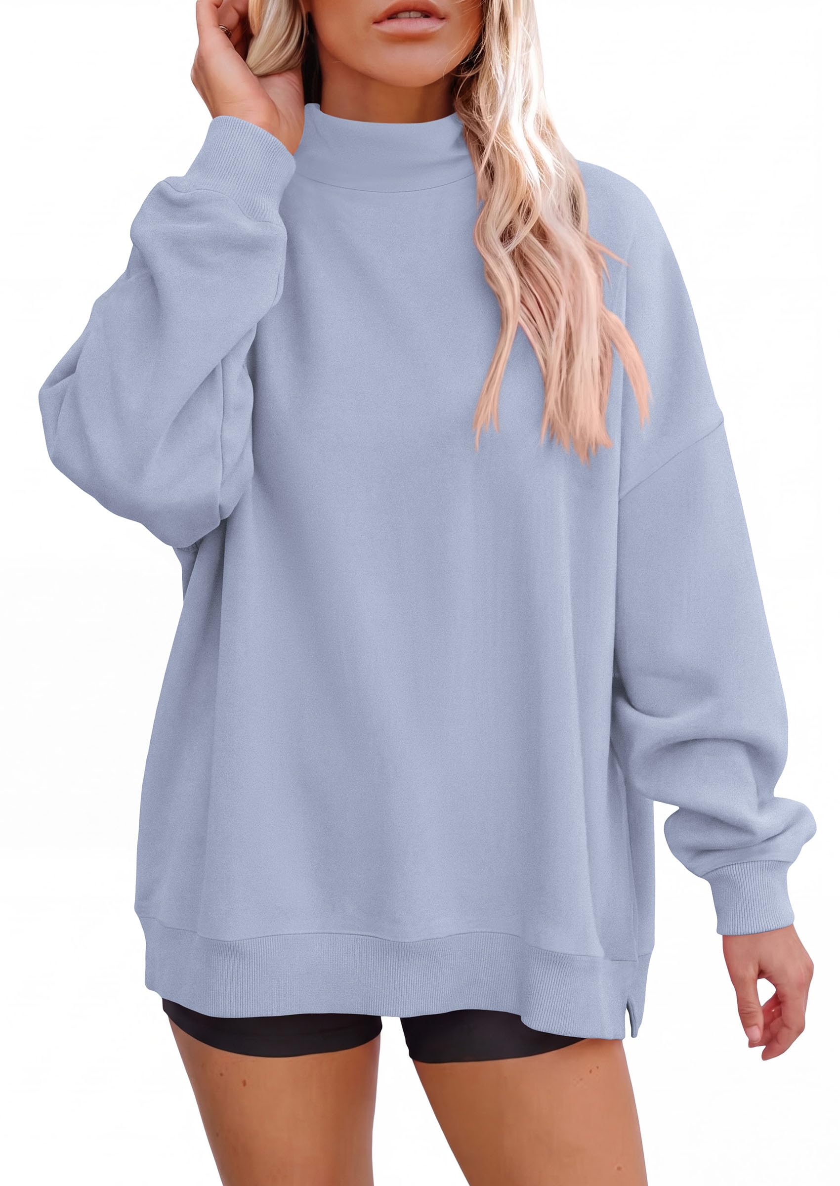 Womens Mock Neck Sweatshirt Oversized Pullover Fall Outfits