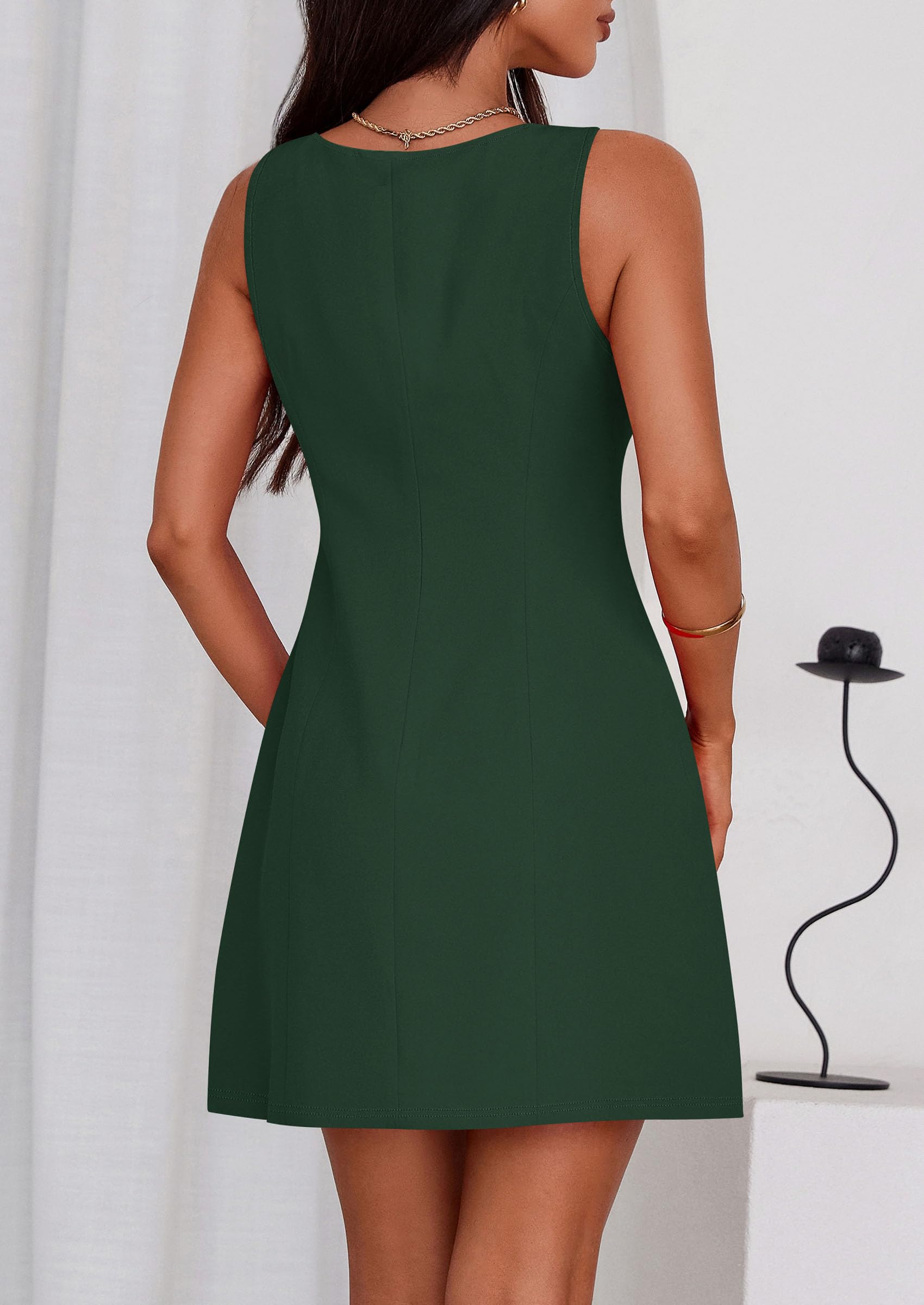 Women's Formal Short Dresses A Line Mini Dress,Dark Green,XS