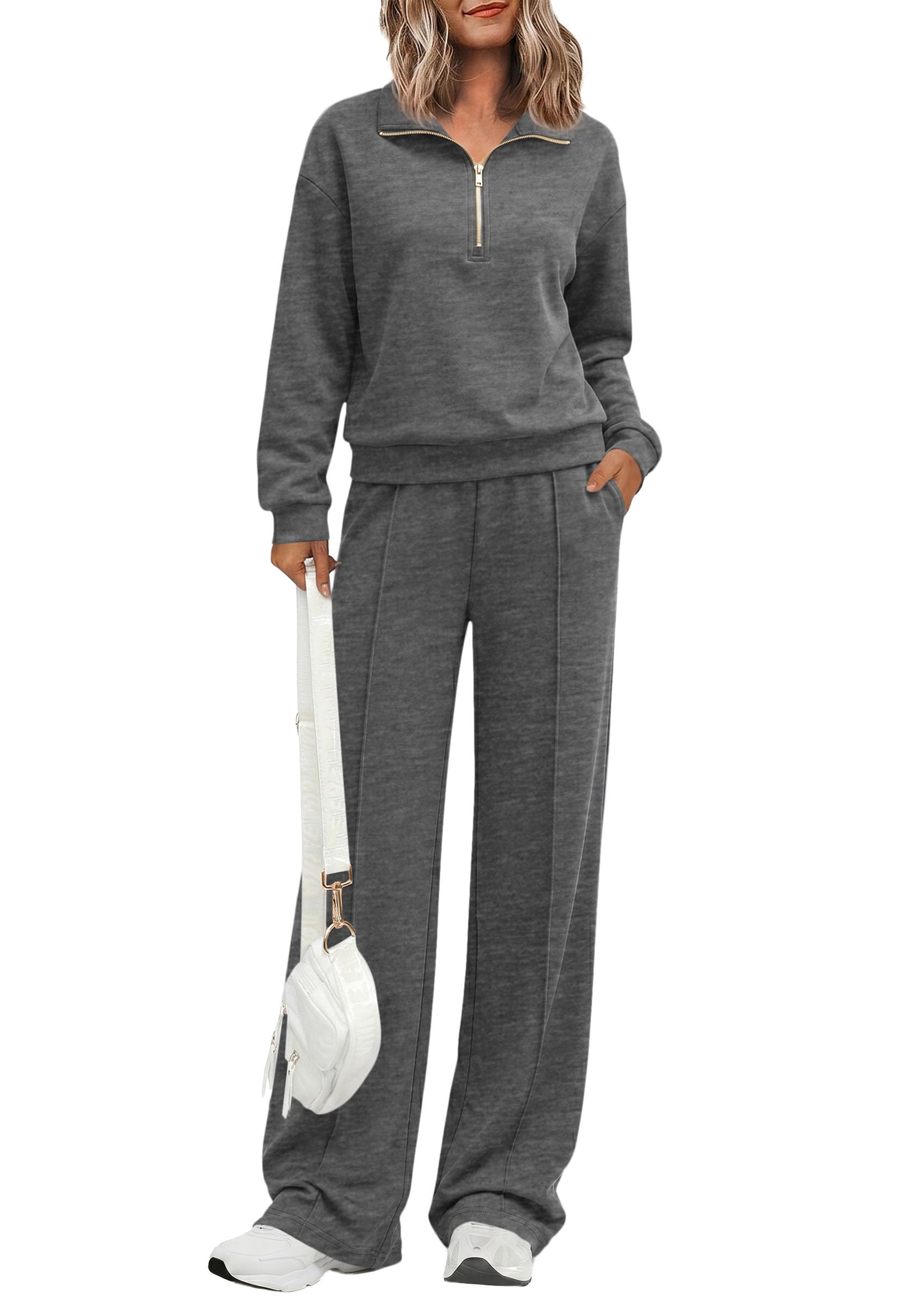 Women's Lounge Sets 2 Piece Outfits Sweatsuits,Grey,S