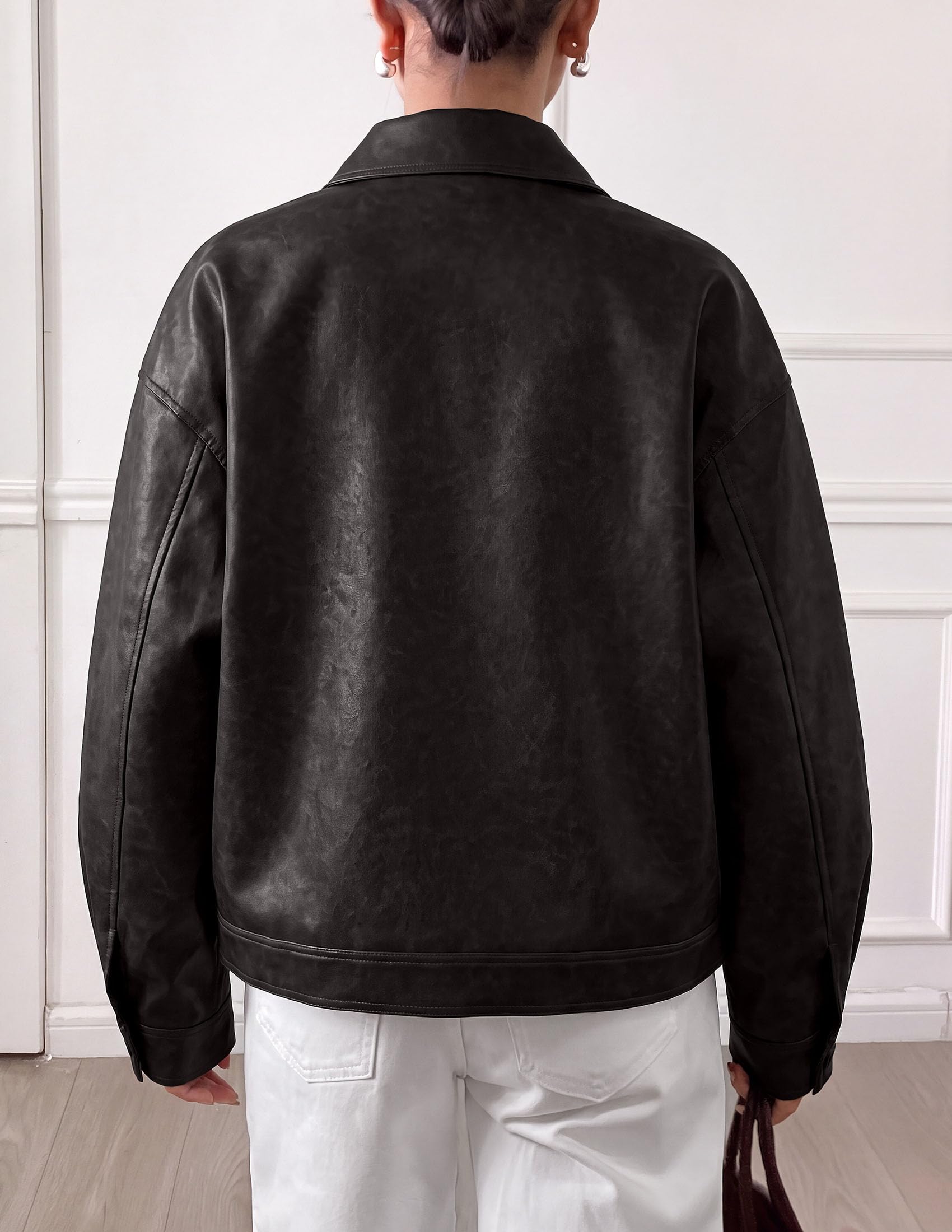 Women's Faux Leather Oversized Motorcycle Jackets Fall Outfits
