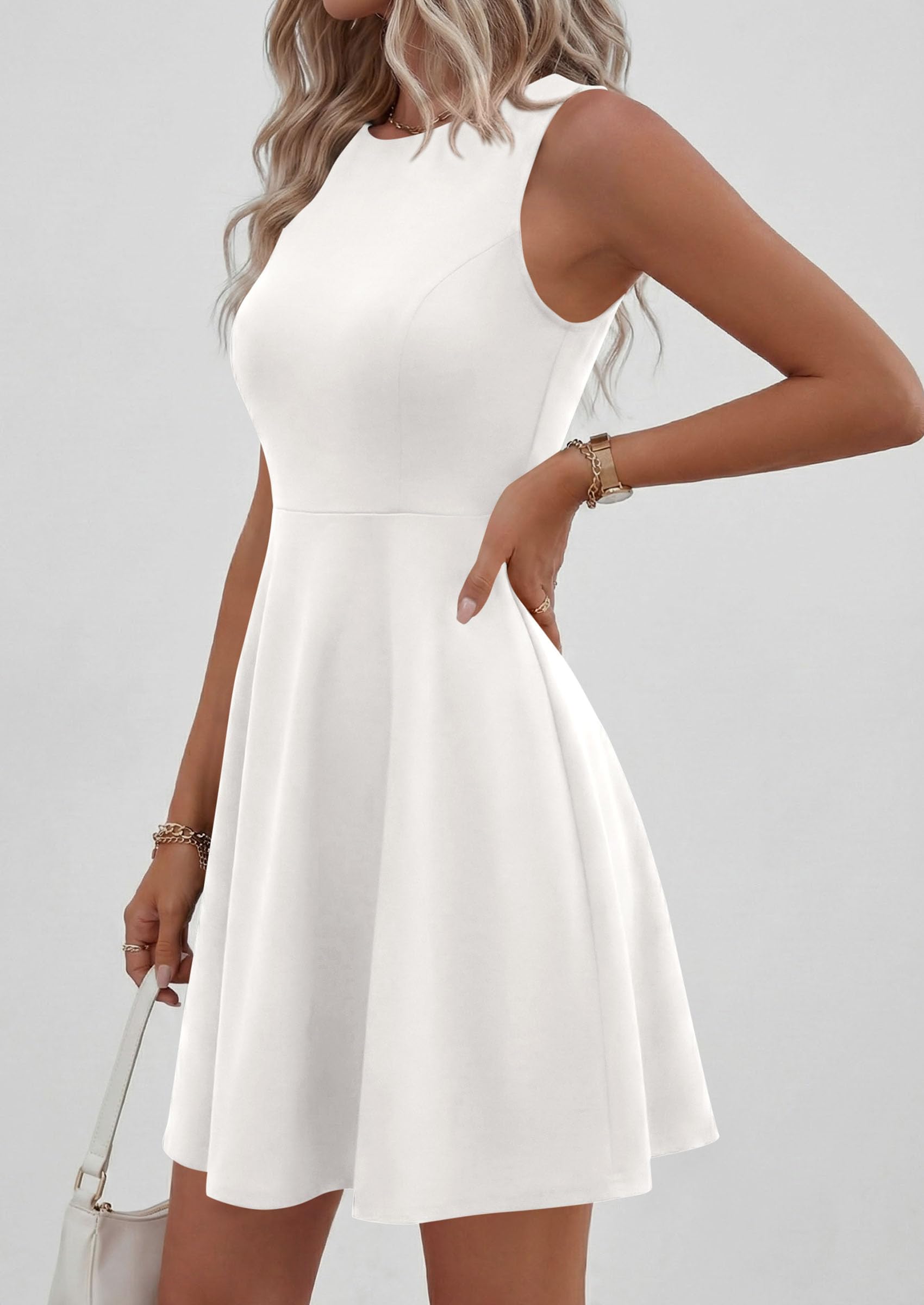 A Line Cocktail Dresses for Women Elegant, White,S