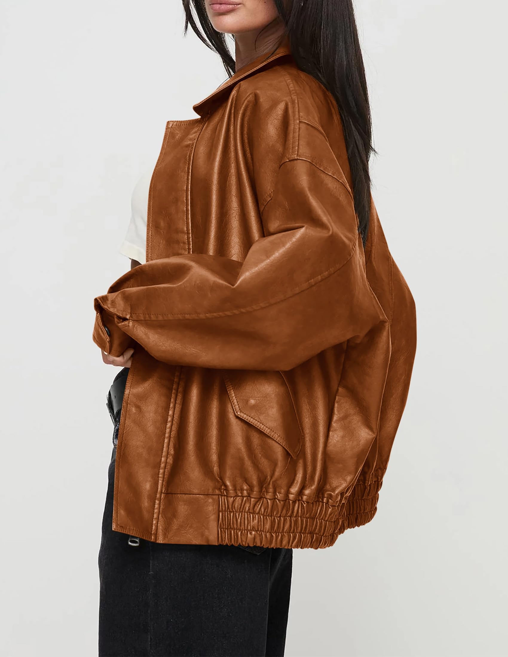 Women's Faux Leather Motorcycle Jackets(Brown,X-Small)