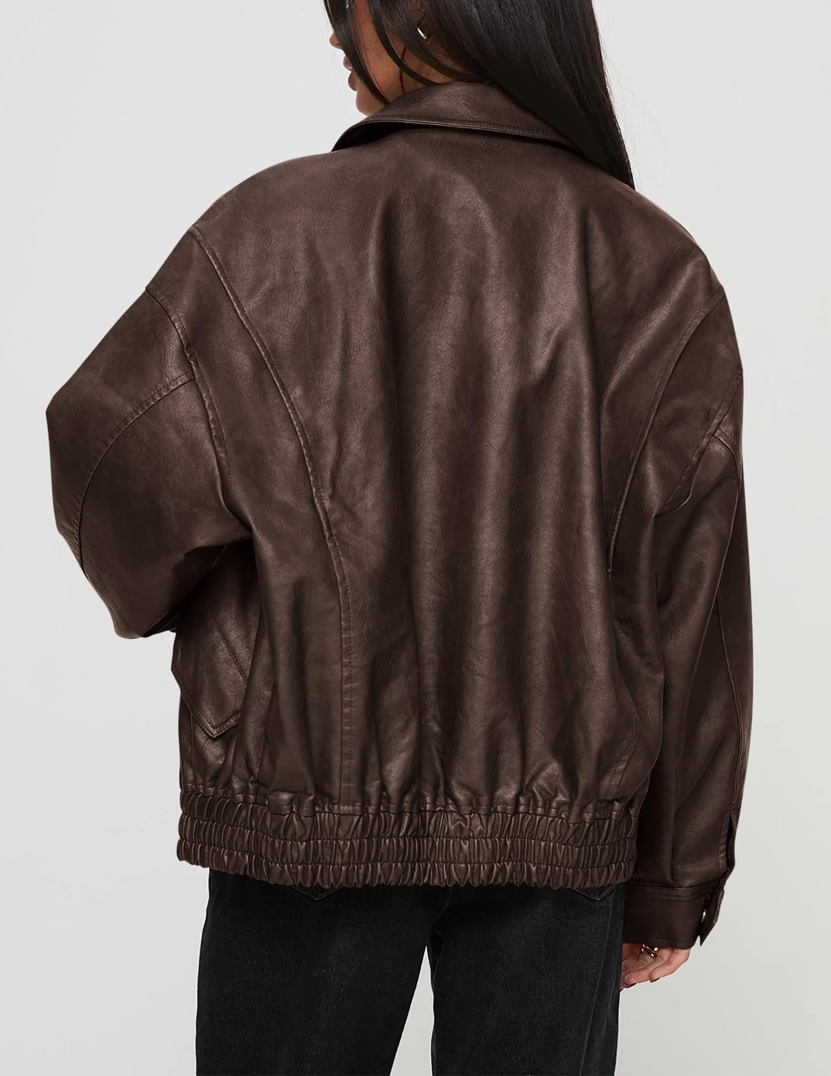 Women's Faux Leather Motorcycle Jackets(Dark Coffee,Medium)