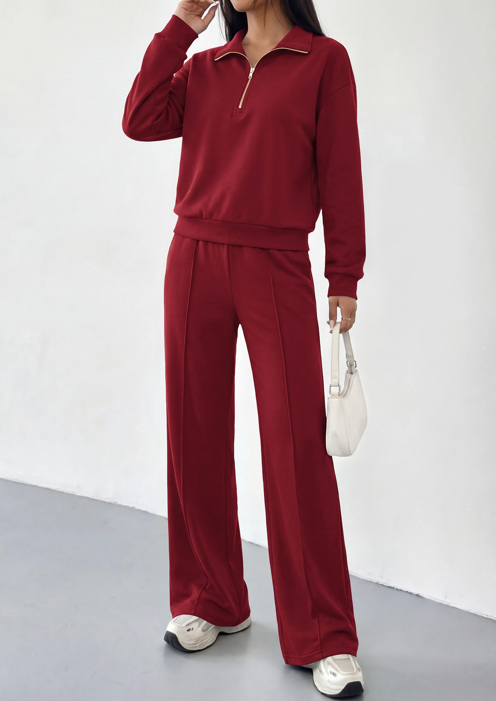 Women's Lounge Sets 2 Piece Outfits Sweatsuits,Burgundy,M