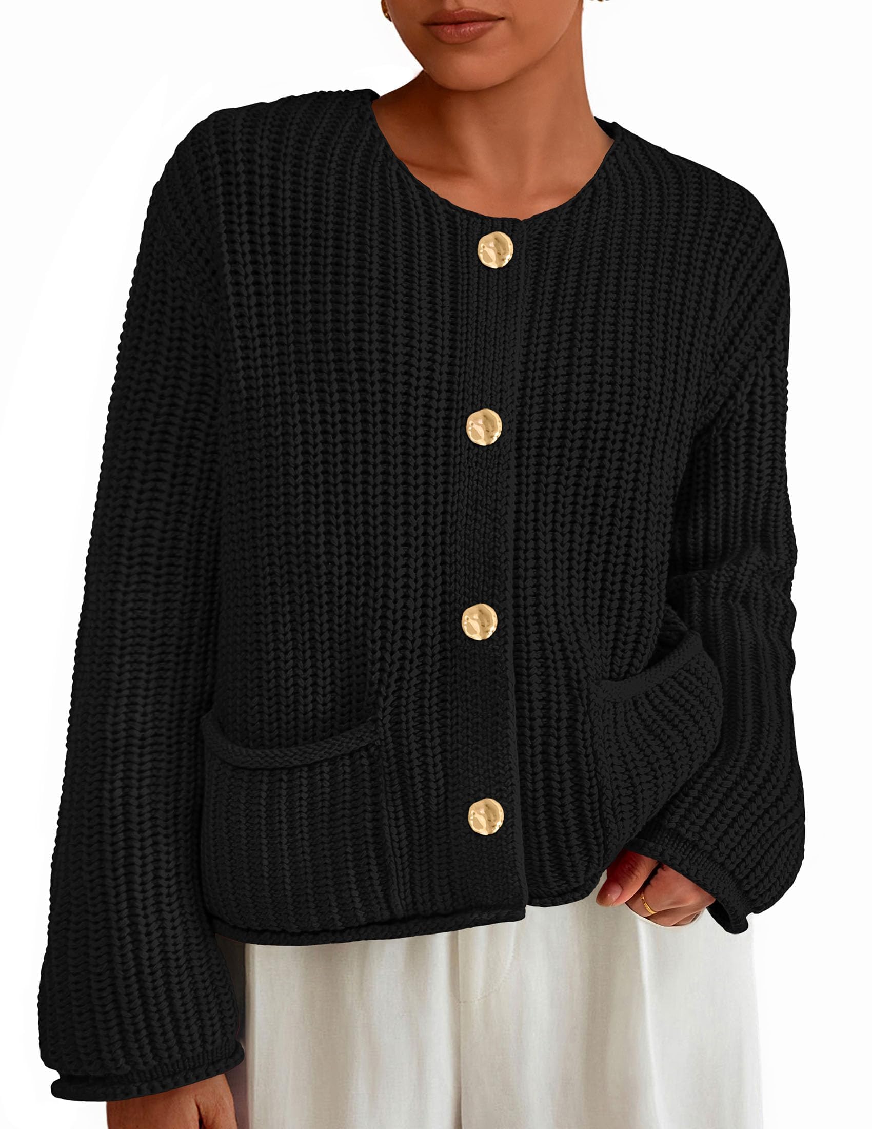 Women Oversized Cardigan Sweaters 2026 Fall Outfits,Black