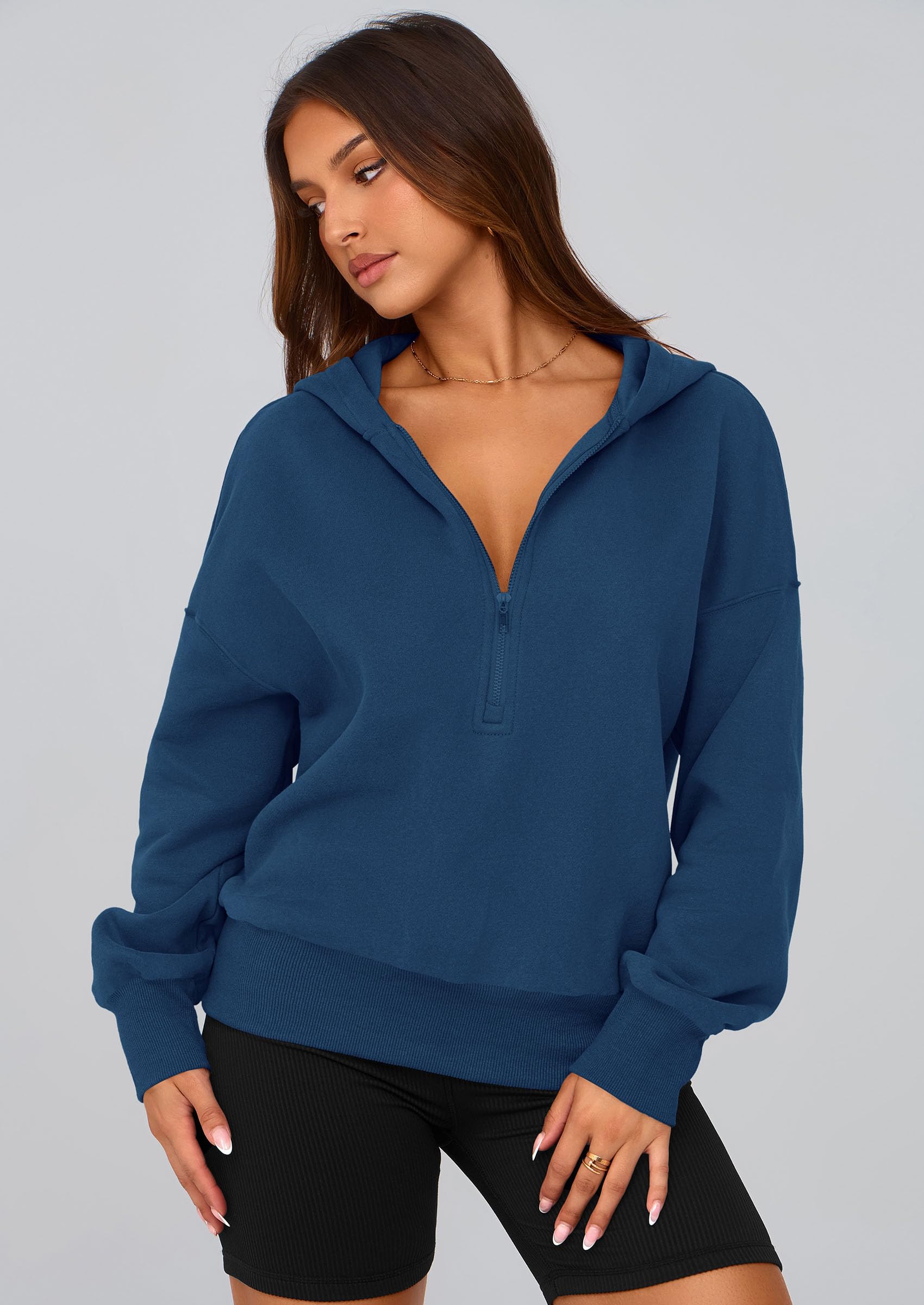 Women's Fall Half Zip Cropped Hoodie Sweatshirt