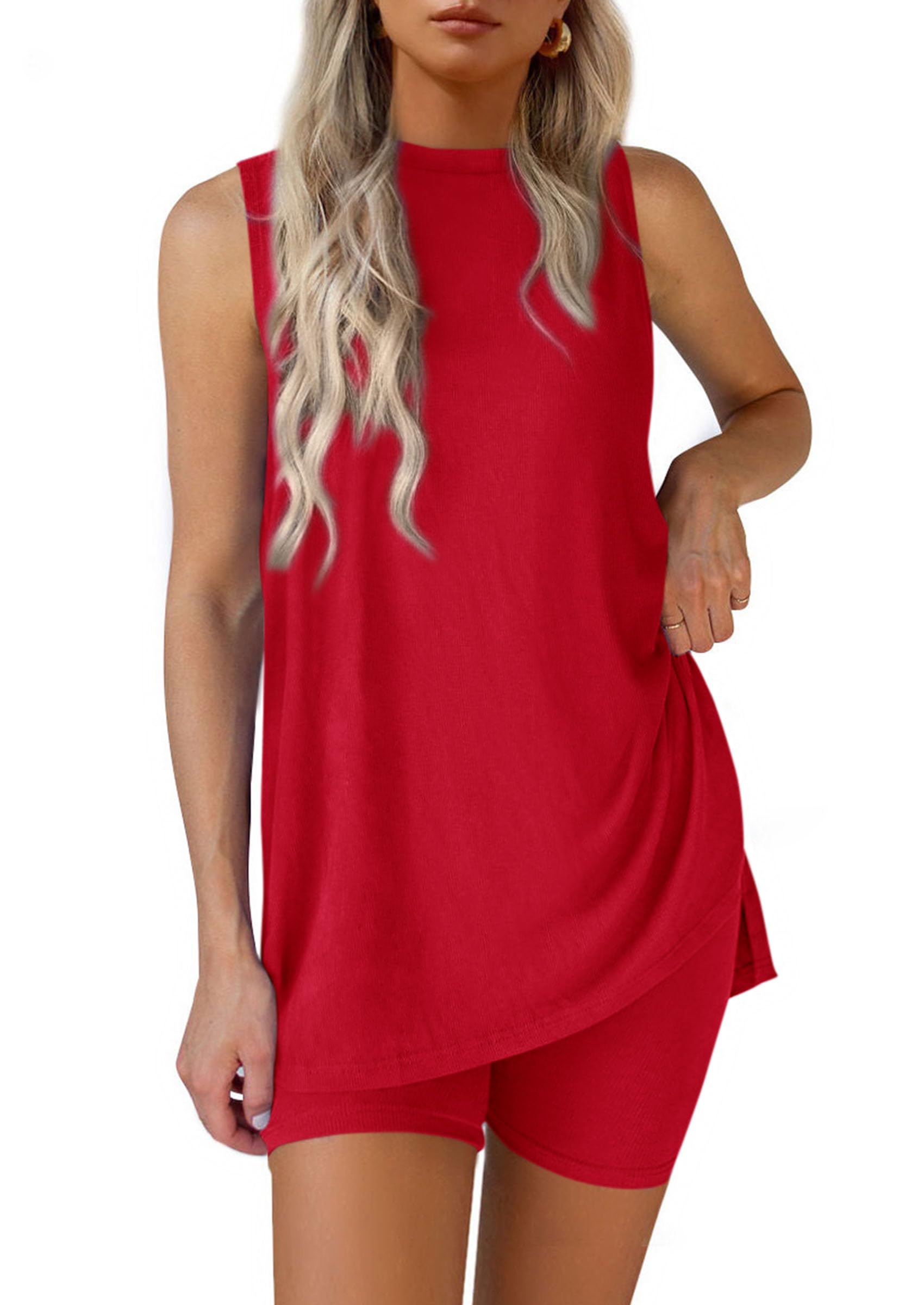 Lounge Sets for Women Matching 2 Piece Outfit,Red,S
