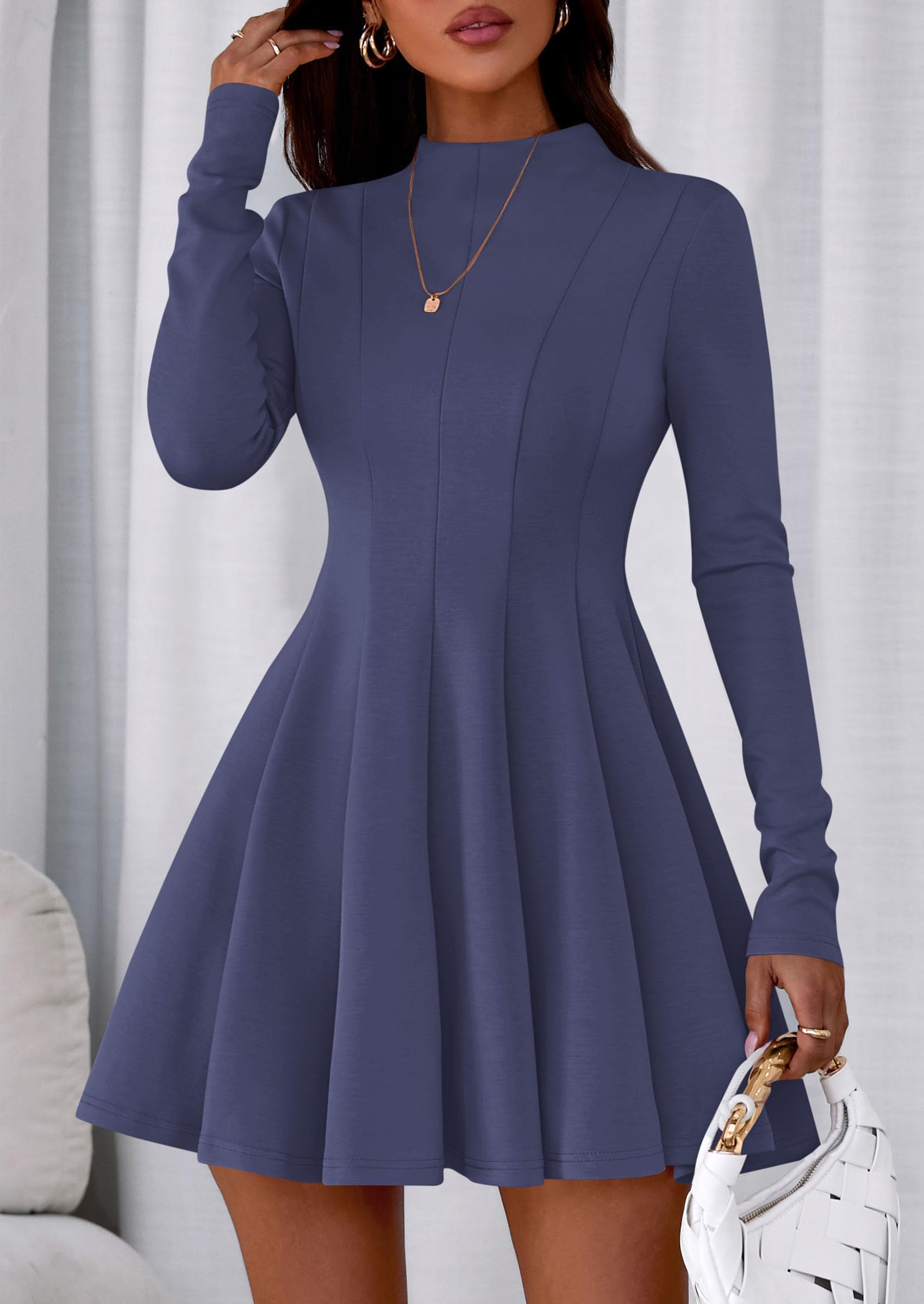 Fall Dresses for Women Long Sleeve Flowy Mini Homecoming Dress