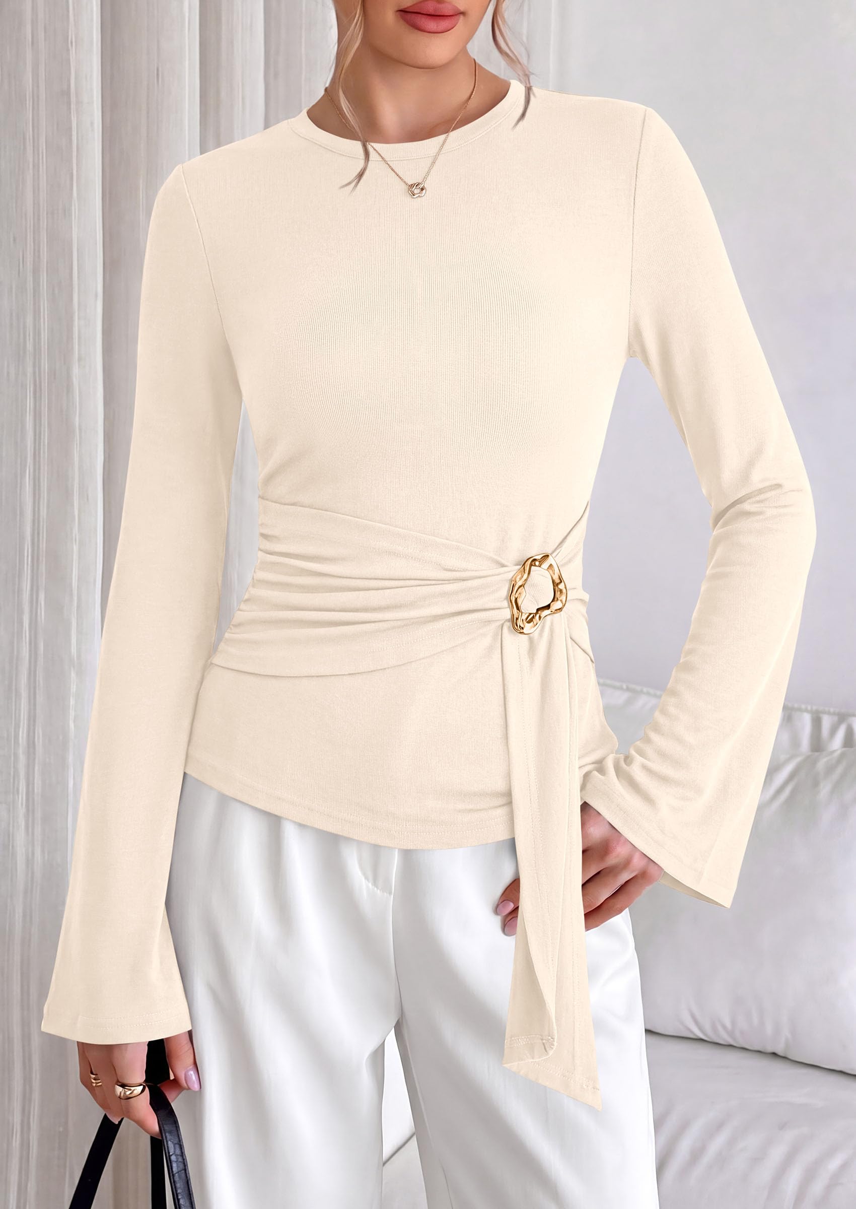 Asymmetrical Tops for Women Fall Business Casual Peplum Top