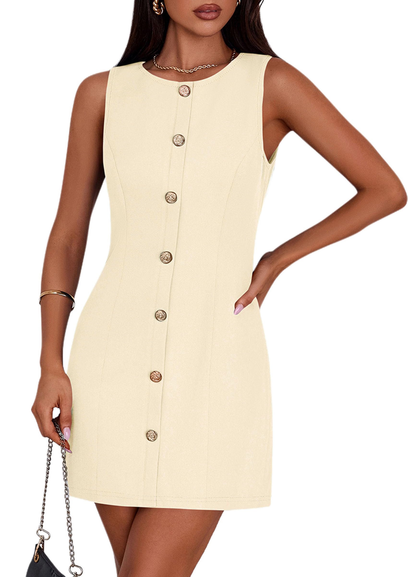 Women Business Casual Cocktail Work Short Dress,Apricot,S