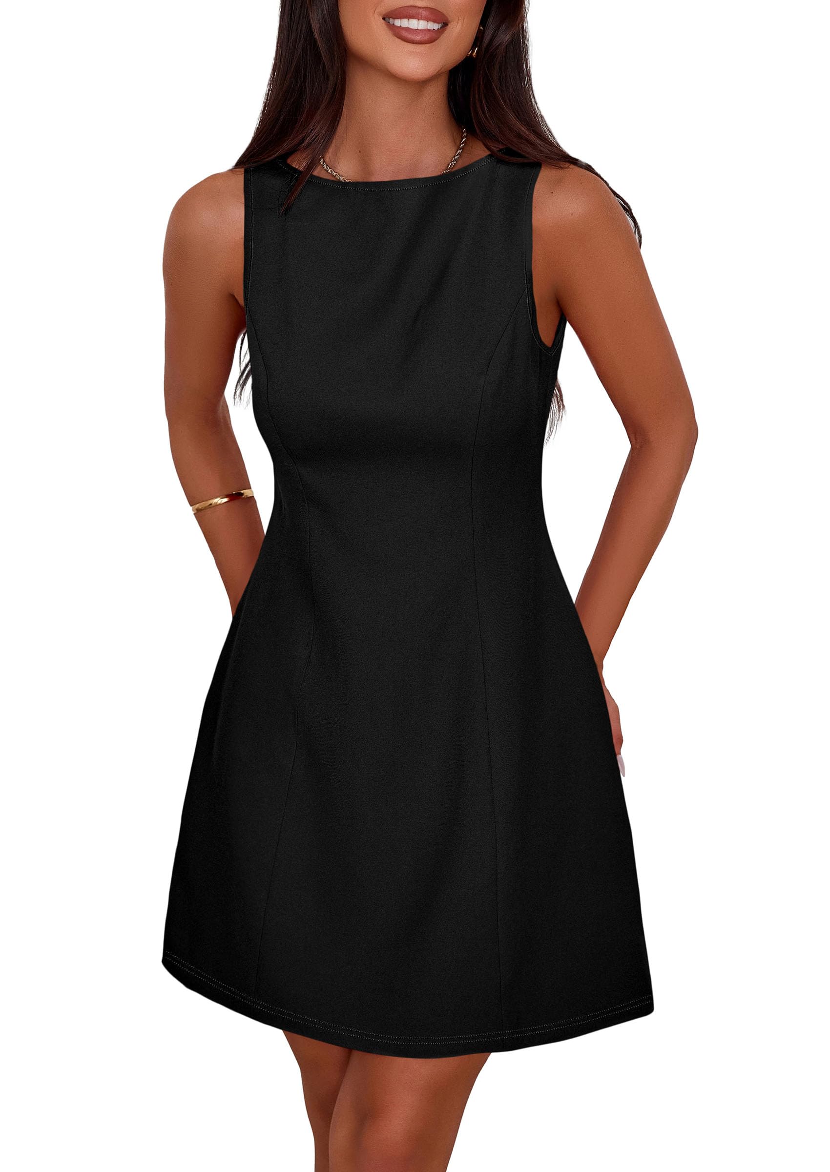 Women's Formal Short Dresses A Line Mini Dress,Black,XS