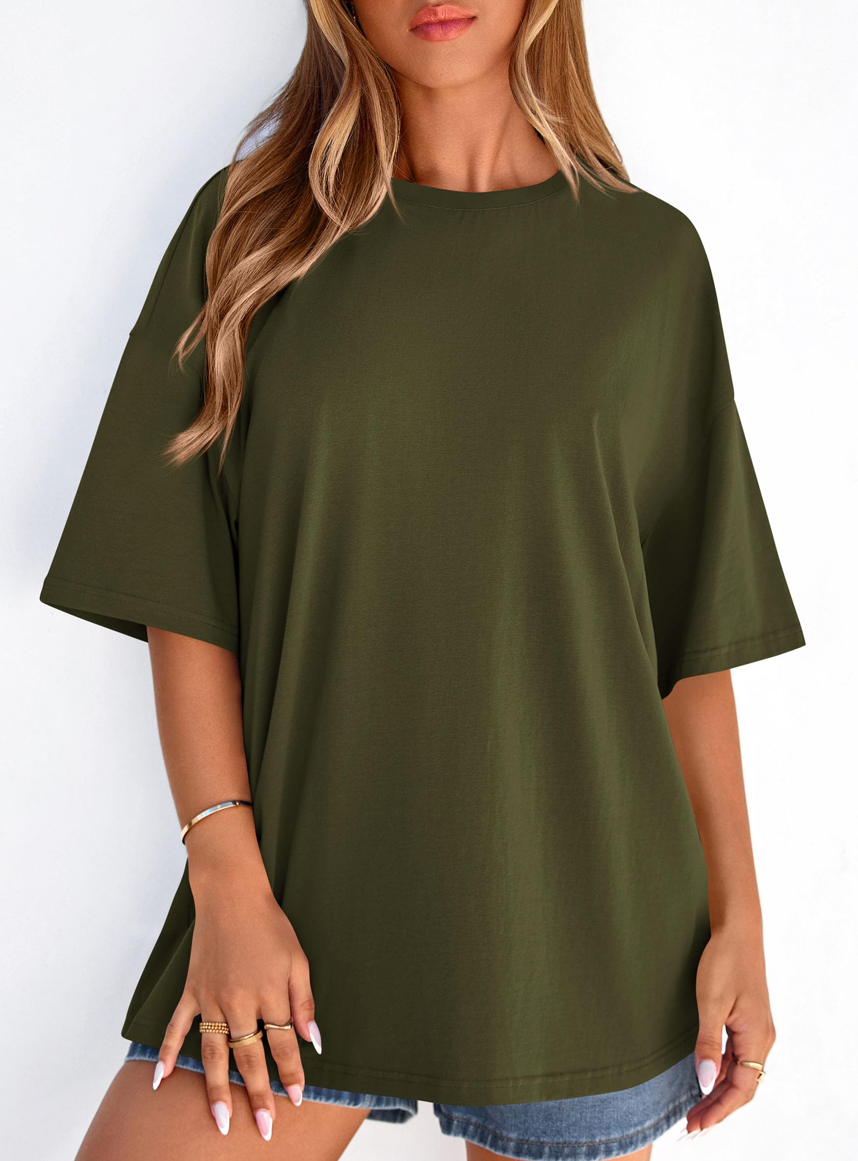 Women's Oversized Tshirts Going Out Tops (Army Green,S)