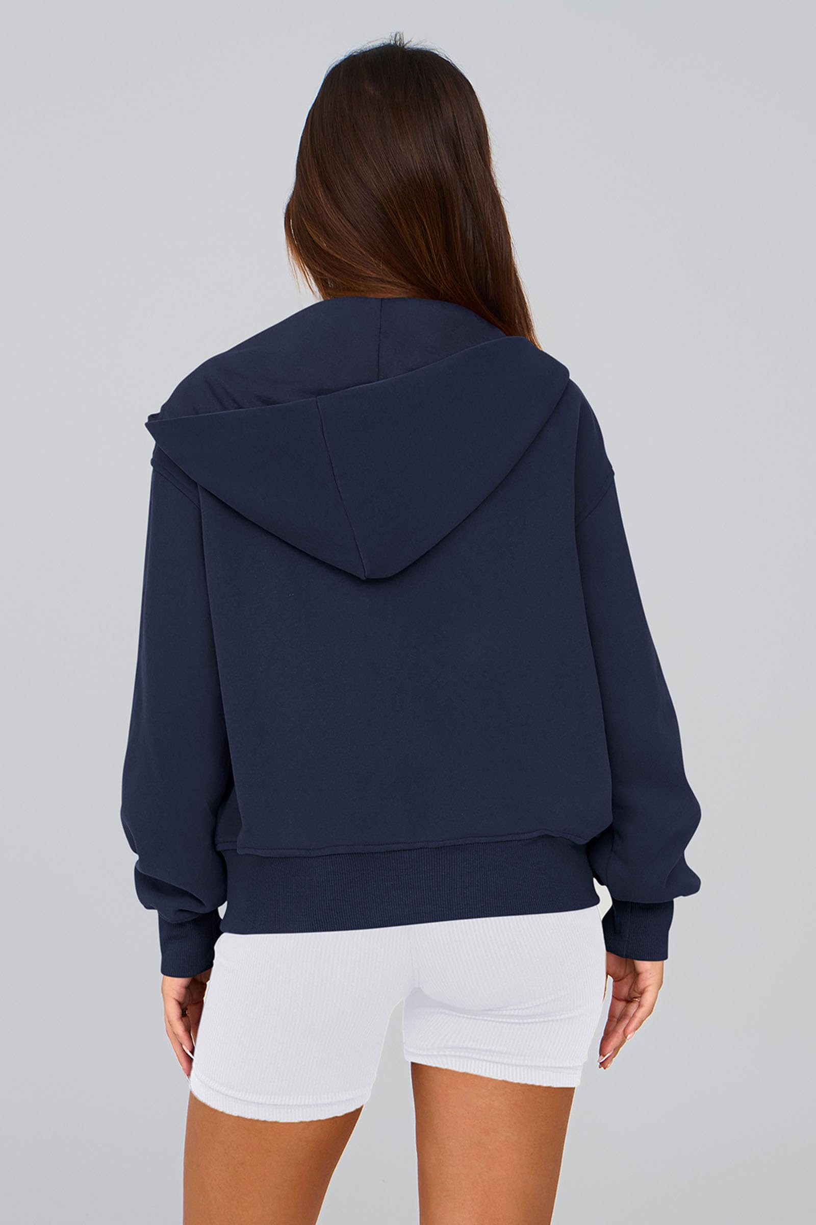 Hoodies for Women Fall Fashion Zip Up Fleece Plain Sweatshirt