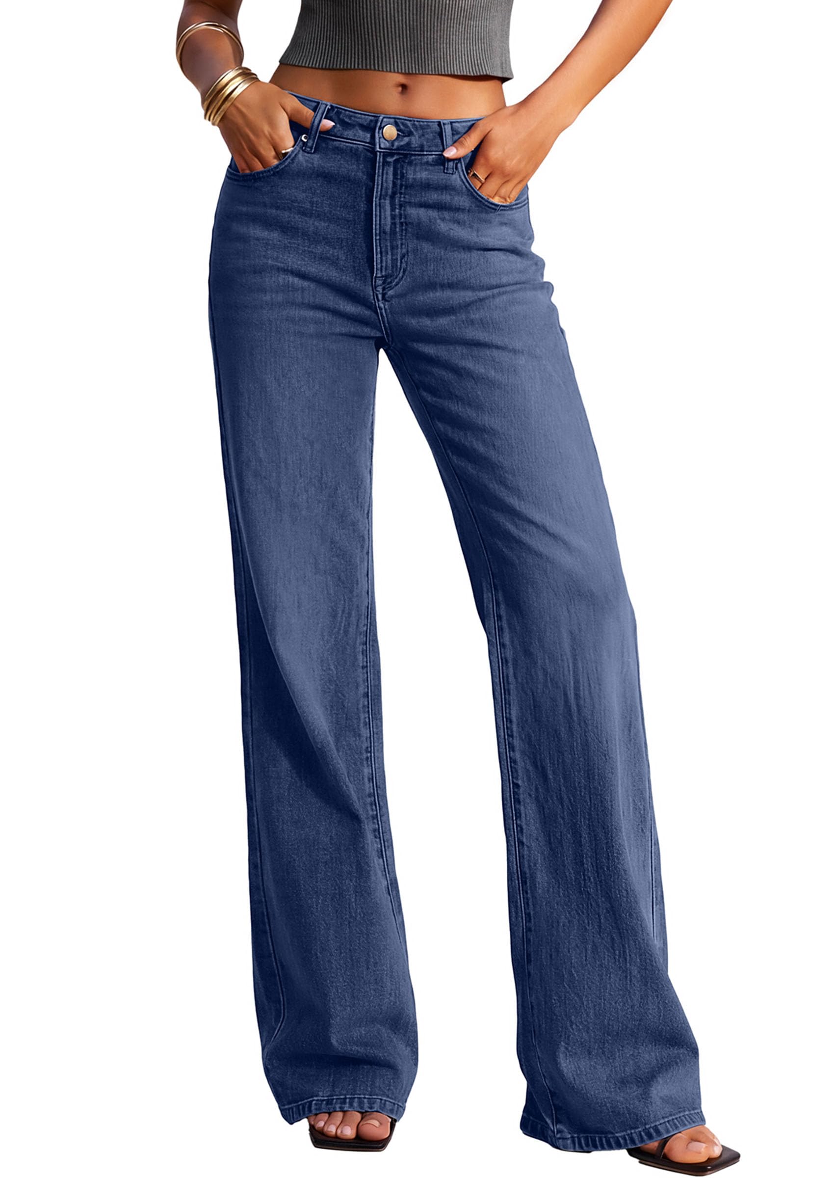 Women's Jeans Stretchy High Waisted Denim Pants,Deep Blue,10