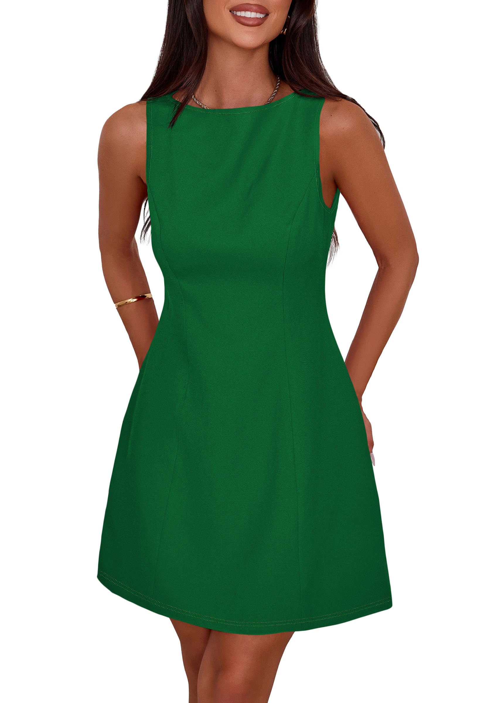 Women's Formal Short Dresses A Line Mini Dress,Green,XS