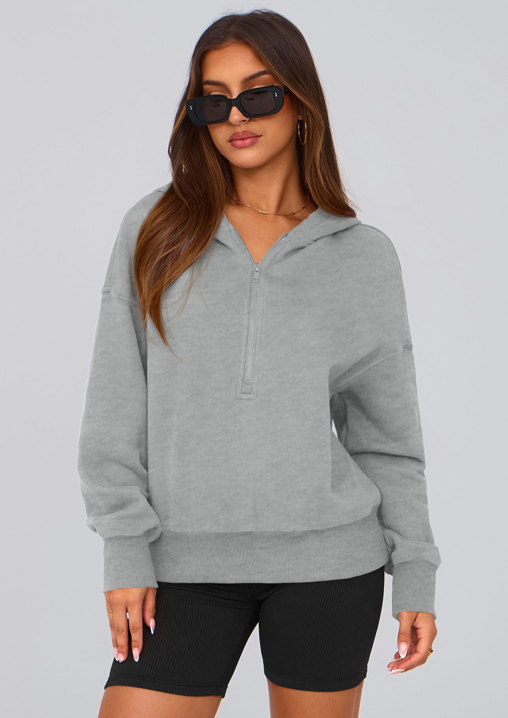 Women's Fall Half Zip Cropped Hoodie Sweatshirt