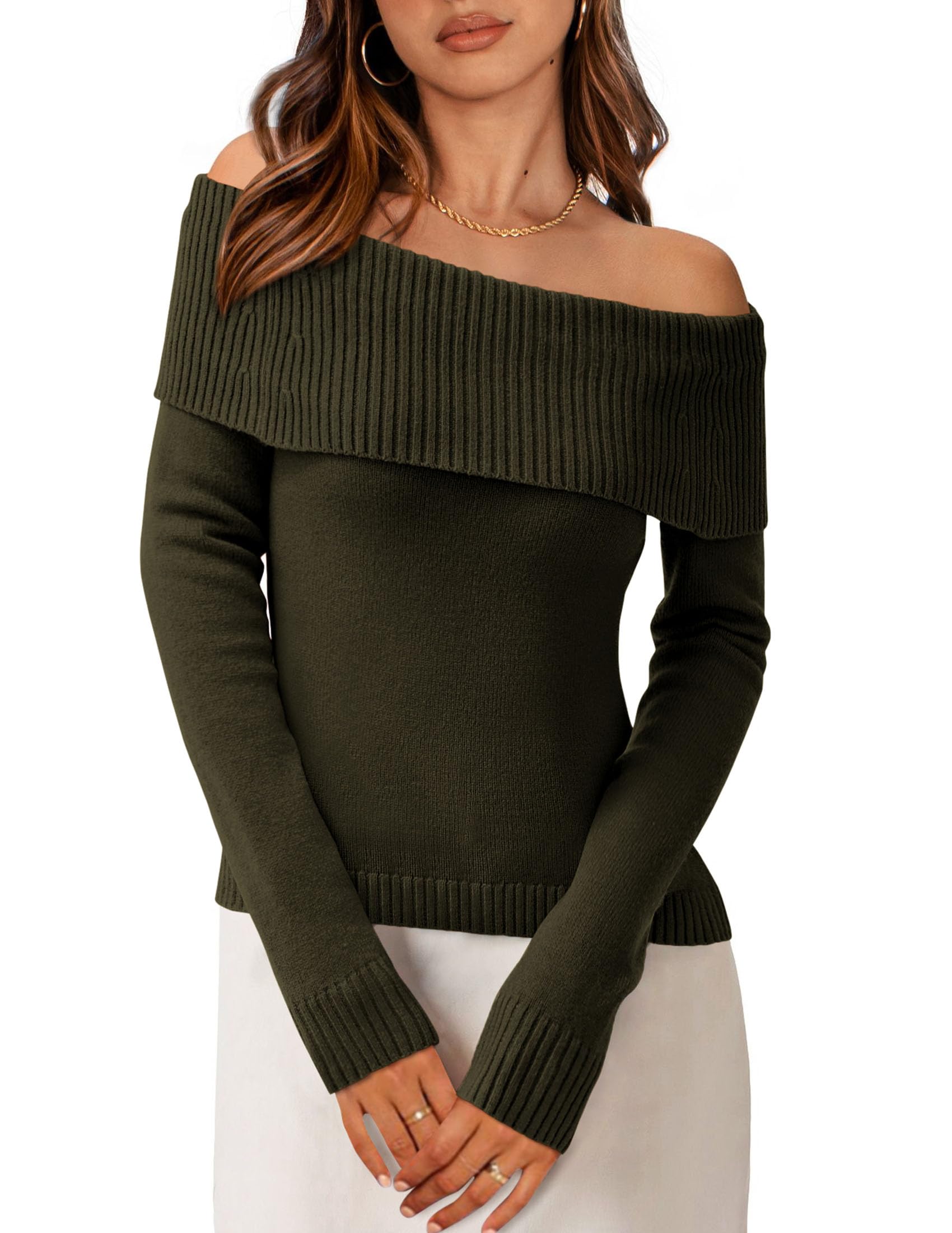 Off the Shoulder Sweater Women Trendy Fall Date Night Tops