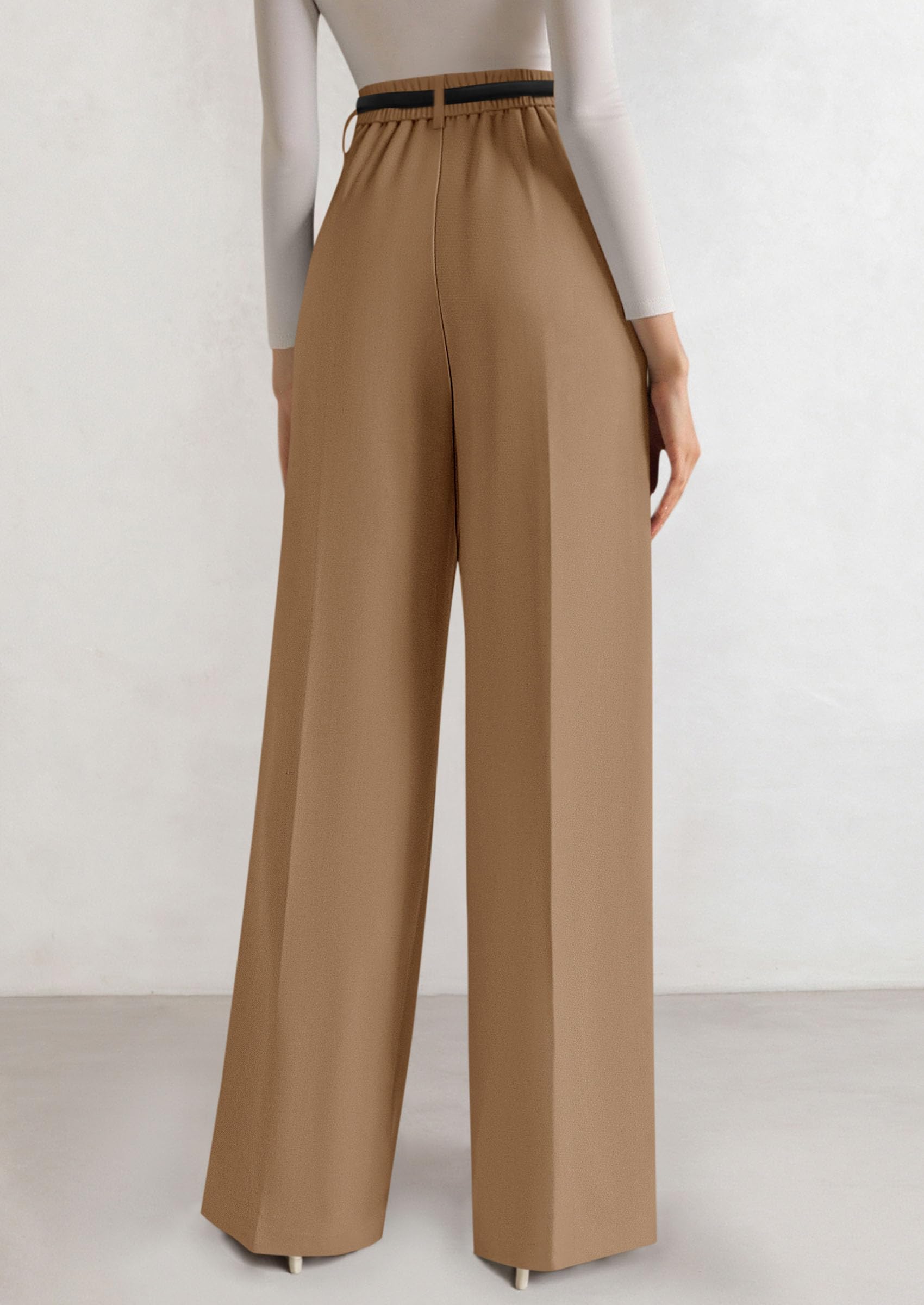 Women's Tailored Wide Leg Work Dress Pants,Khaki,XS