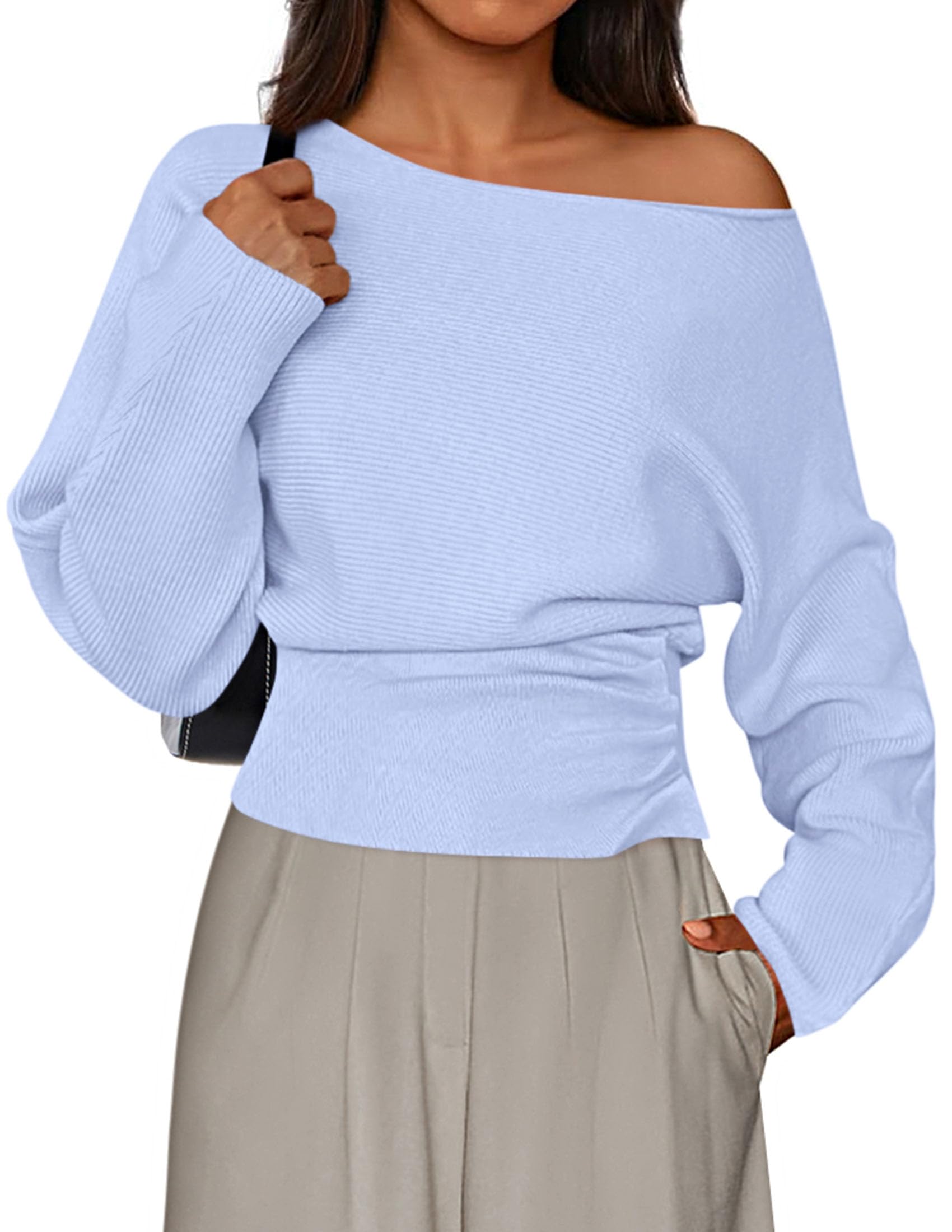 Women's Off the Shoulder Sweater Trendy Fall Going Out Tops
