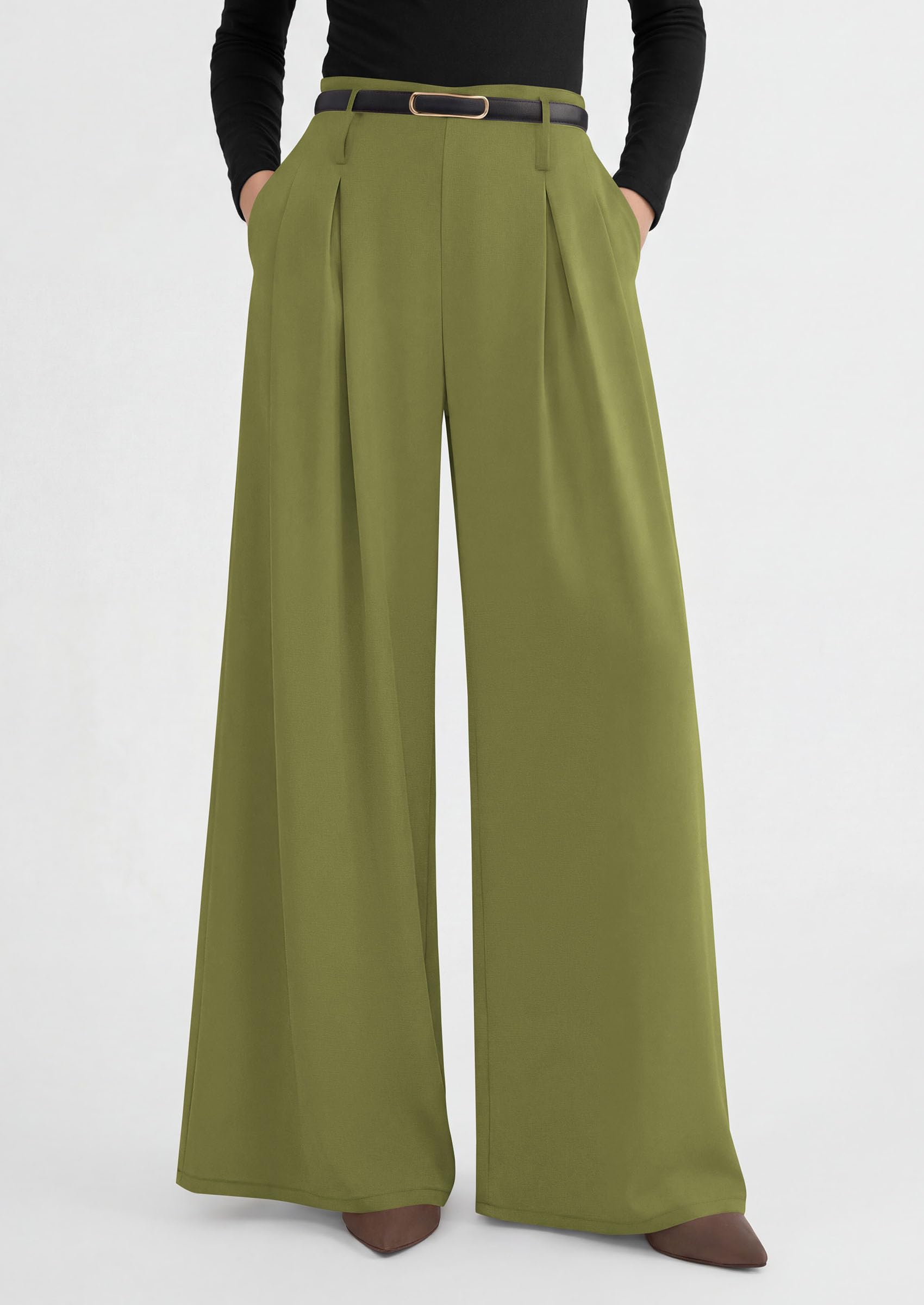Womens Wide Leg Dress Pants Flowy Trousers,Sage Green,S