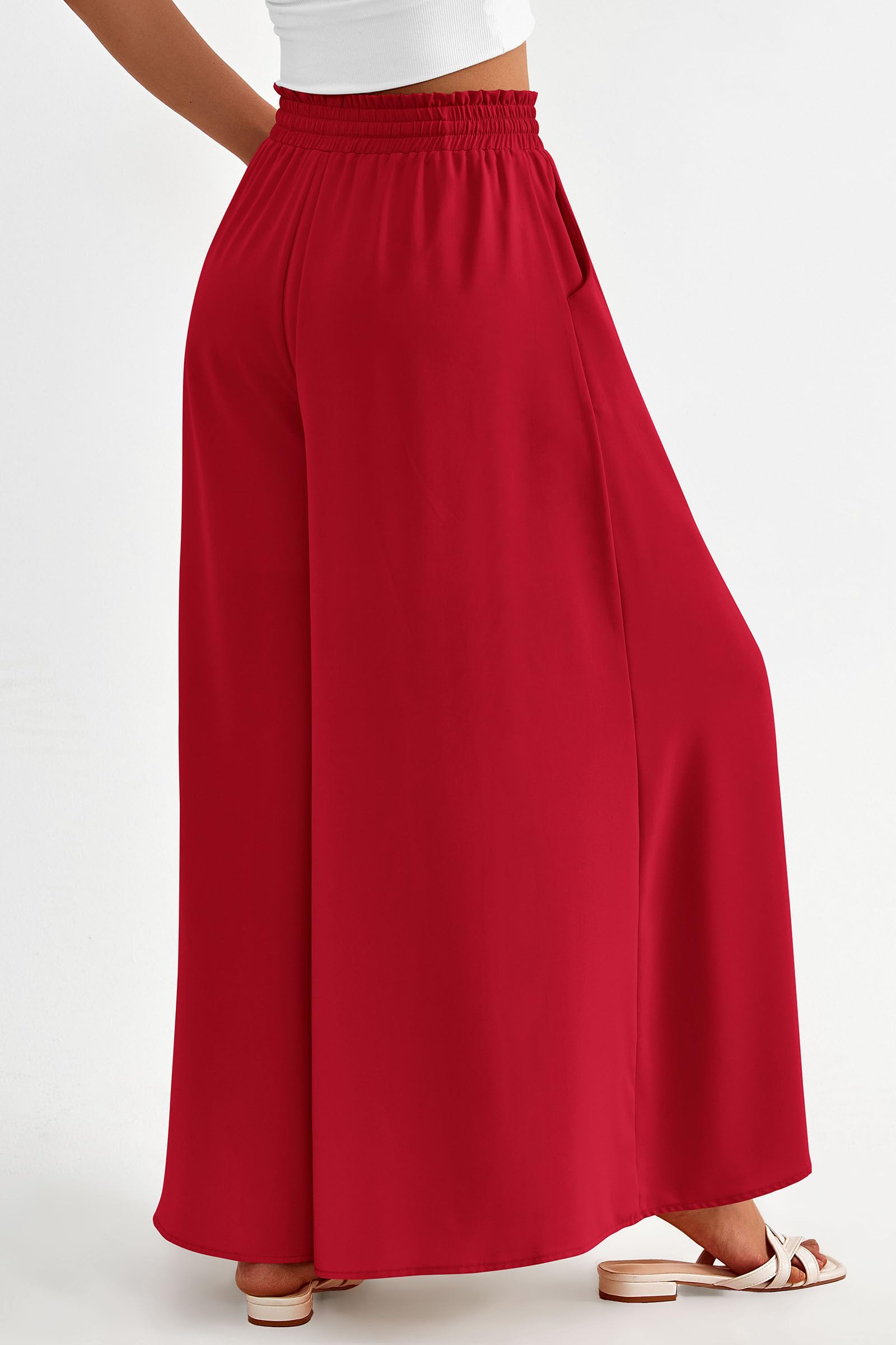 Summer Wide Leg Palazzo Pants for Women Casual,Red,S