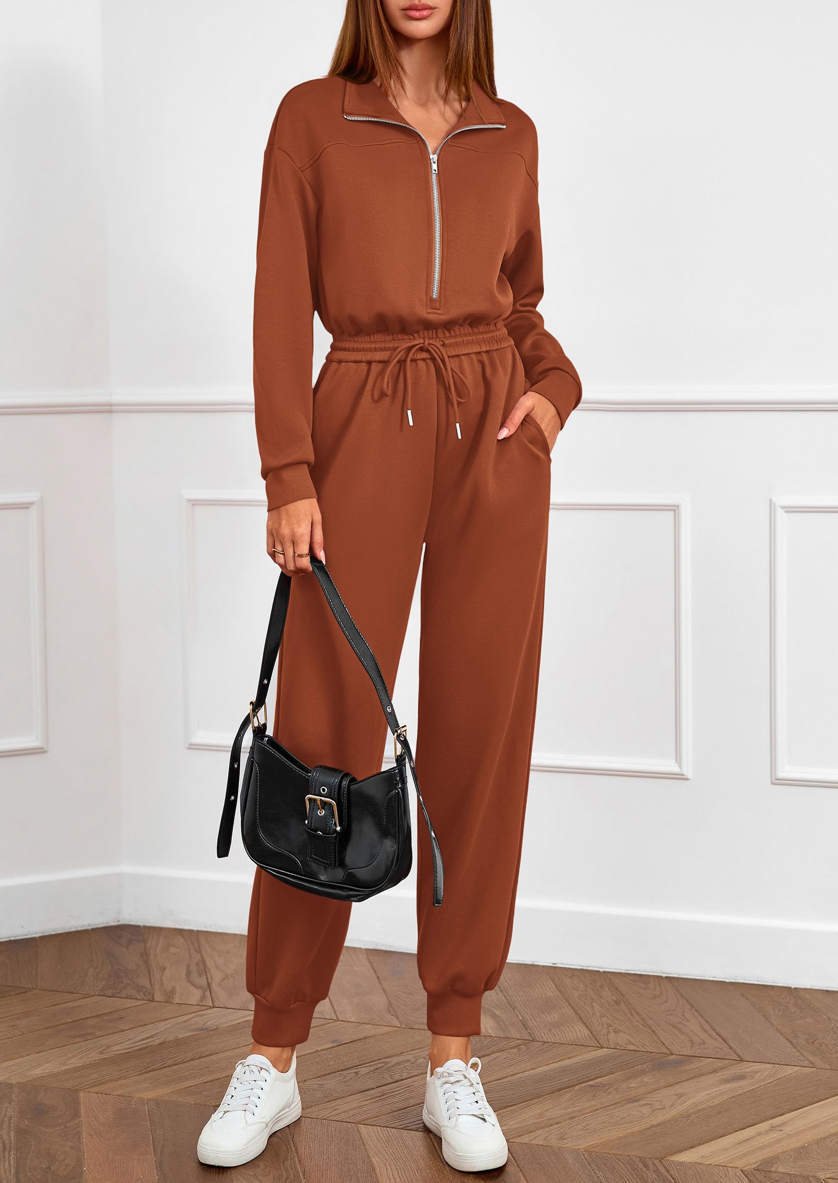 Long Sleeve Jumpsuits for Women Fall One Piece Travel Outfits
