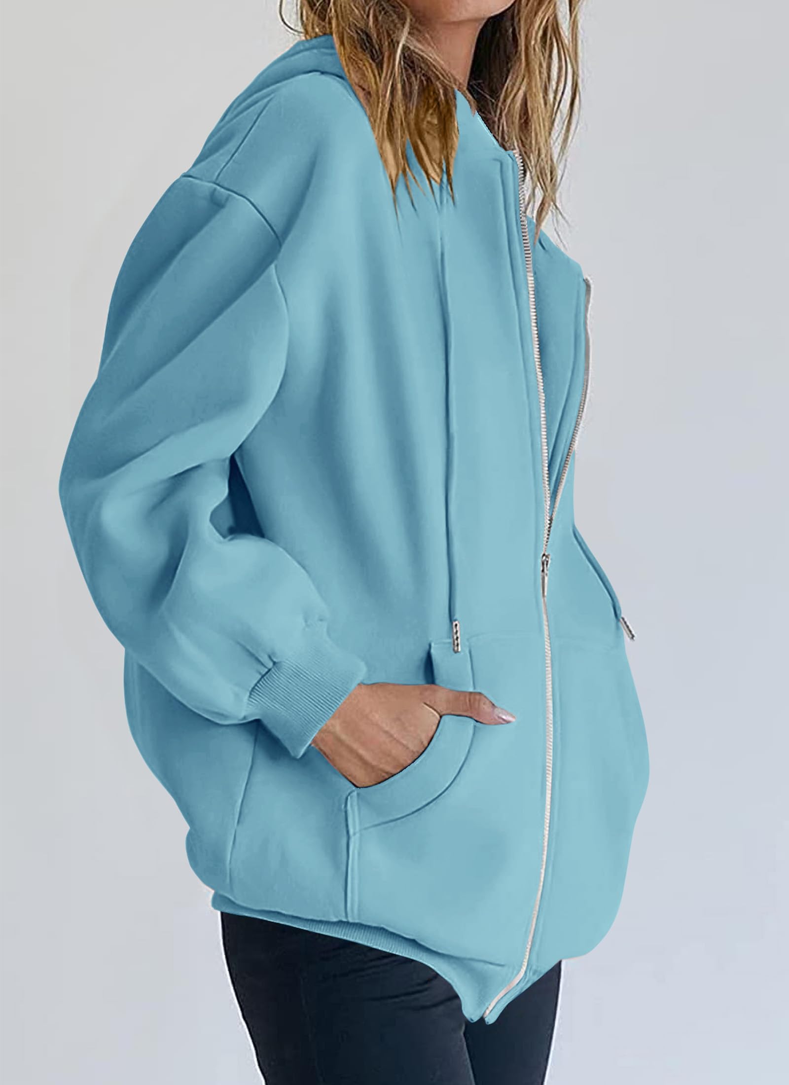 Women's Fall Zip Up Hoodies Sweatshirts Lake Blue