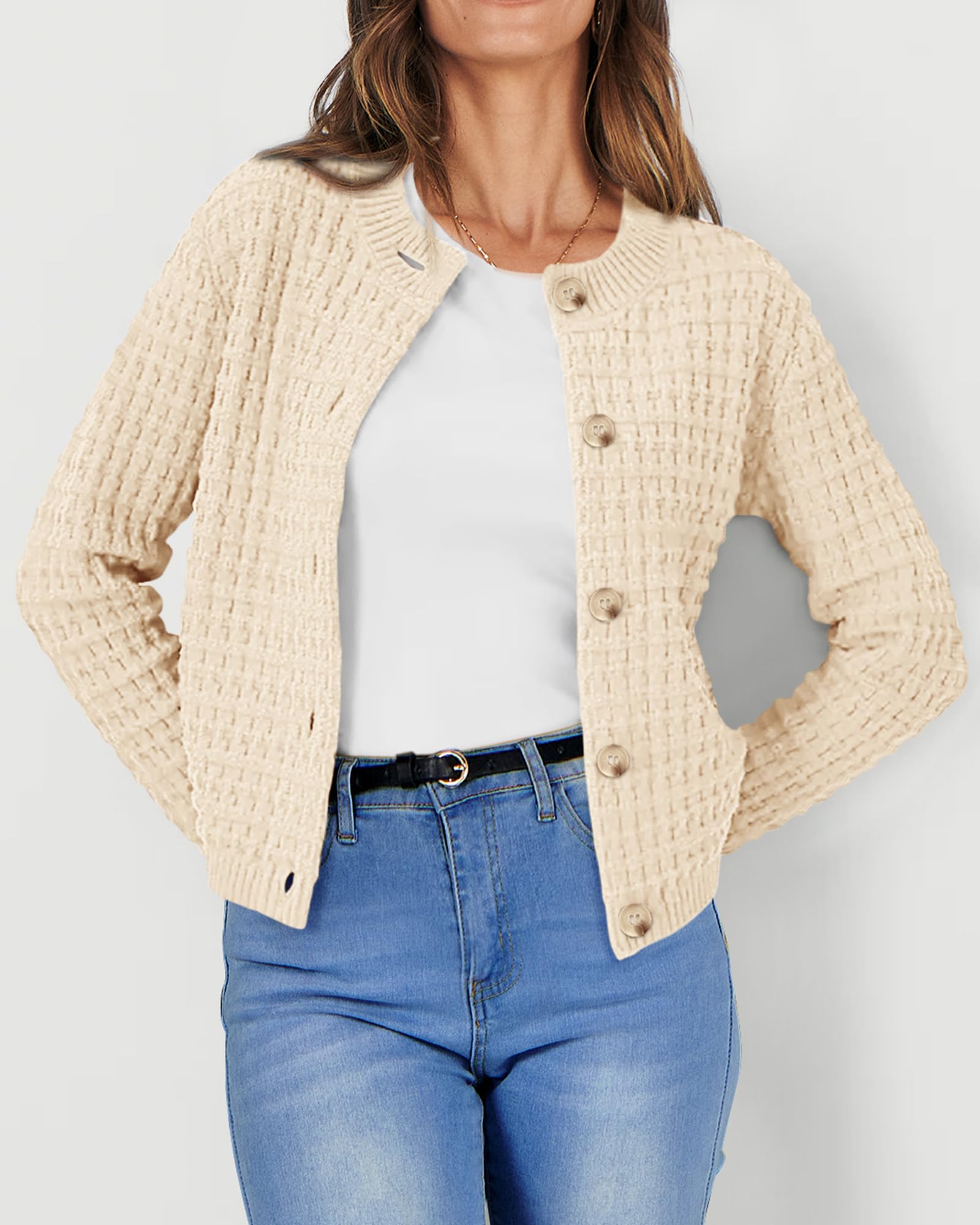 Women's Fall Lightweight Cardigan Sweaters Beige