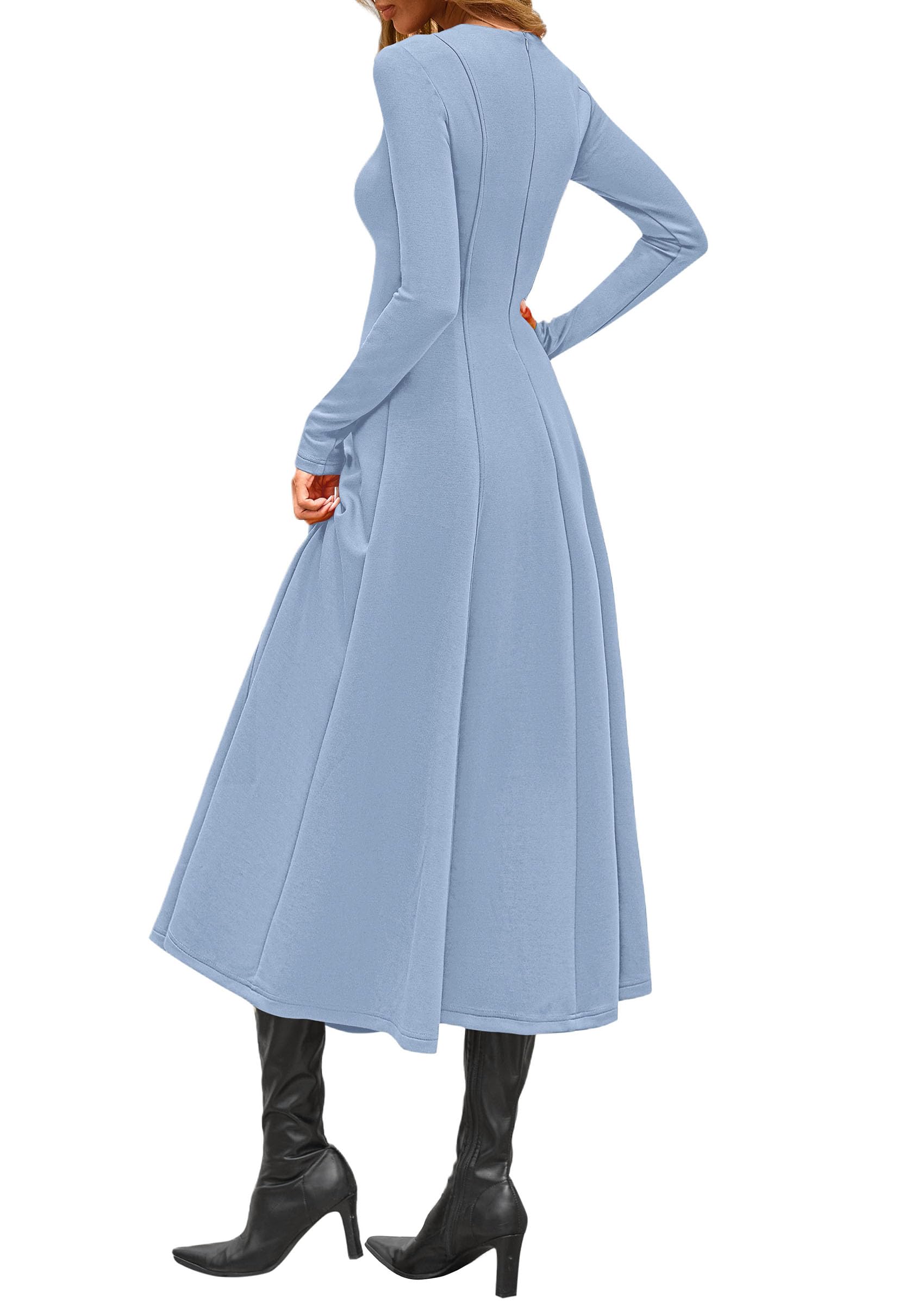 Women's Fall Long Sleeve A Line Midi Elegant Cocktail Dress